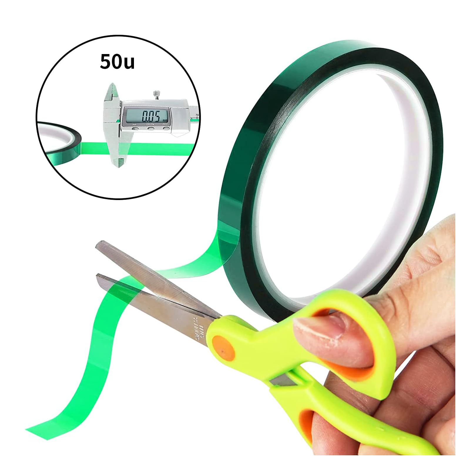 MECOLOUR Heat Press Tape - 10 Rolls, 10mm x 33m, Green Polyester Heat-Resistant Adhesive Tape for HTV Vinyl, Fabric Crafts, T-Shirt Printing | Perfect for DIY Projects, Sublimation, and Heat Transfer Applications