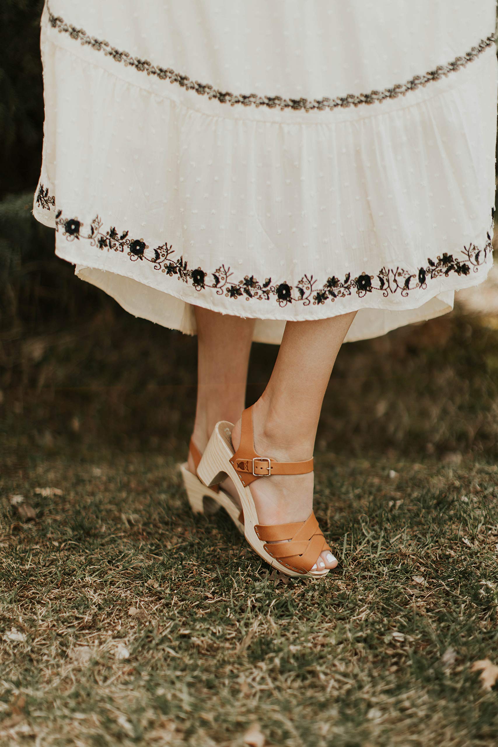 Sandgrens Handmade Swedish Wooden Clogs for Women | Comfortable High-Rise Rio Grande Style | Perfect for Summer, Beach, and Boho Fashion