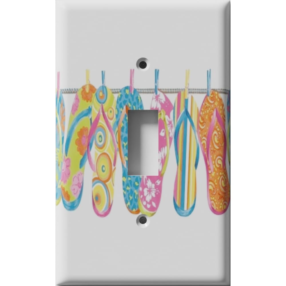 Hanging Beach Sandals Light Switch Cover - Single Toggle Wall Plate for Coastal Decor