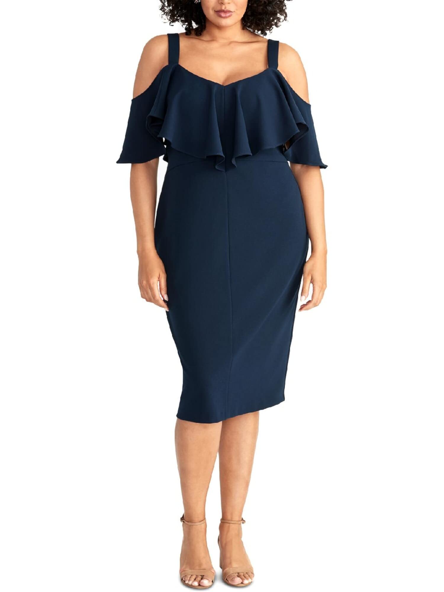 Rachel Roy Women's Plus Size Marcella Midi Dress - Flowy Elegant Floral Print Casual & Party Wear for Curvy Women | Perfect for Weddings, Date Nights & Office Attire
