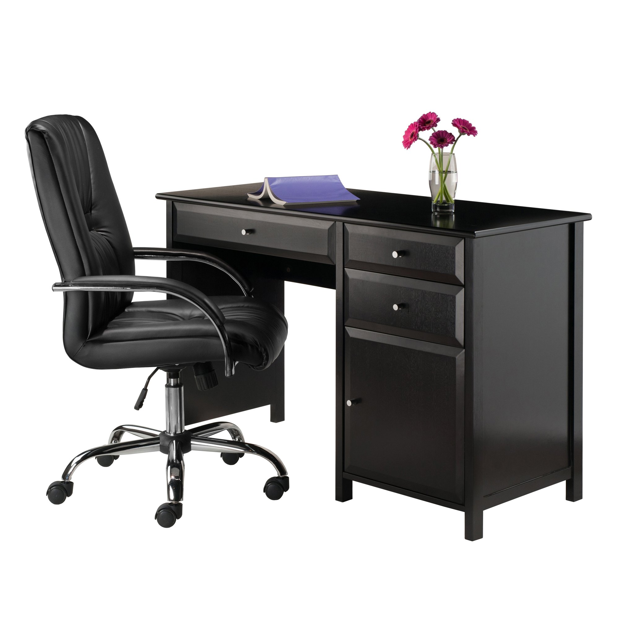 Winsome Delta Home Office Desk, Black - Modern Writing Desk for Small Spaces, Home Office & Study Room