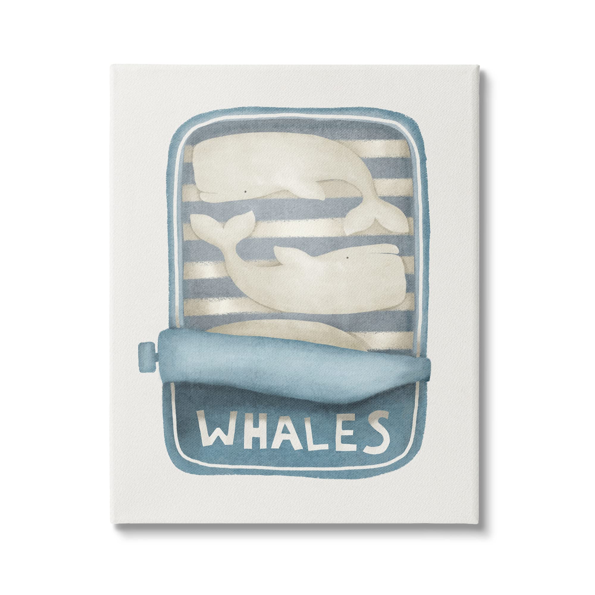 Stupell Industries Whimsical Whales Tuna Can Sea Life Wall Art - Leah Straatsma Design - Perfect for Beach House Decor, Kids Room & Coastal Themed Spaces