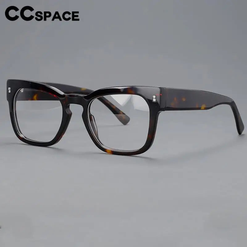 CCspace Unisex Full Rim Square Cat Eye Acetate Eyeglasses 57232 - Stylish Retro Frame for Men & Women - Perfect for Reading, Fashion, and Office Wear