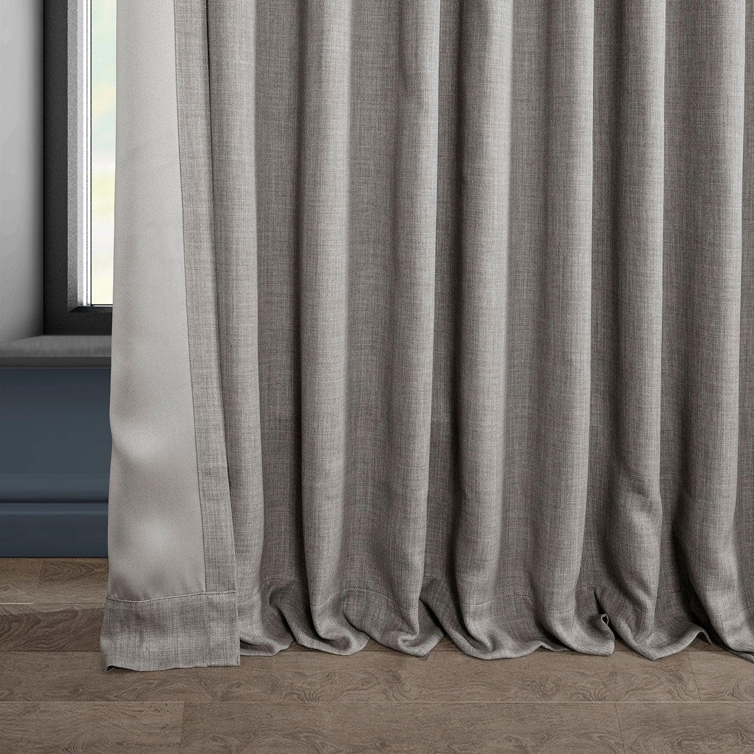 Extra Wide Textured Faux Linen Blackout Curtains for Living Room & Bedroom - Noise Reducing Thermal Insulated Window Drapes for Home Decor