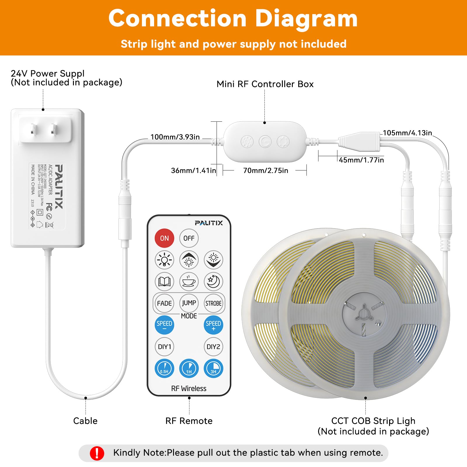PAUTIX 2-Way RF Remote Dimmer for Single Color LED Strip Lights - 18-Key Wireless Controller DC 5-24V for 3528/2835/5050/COB LED Tape with Timer Function - Ideal for Bedroom, Kitchen & Home Theater Lighting - Enhance Ambiance in Living Rooms, Bars, and Commercial Spaces