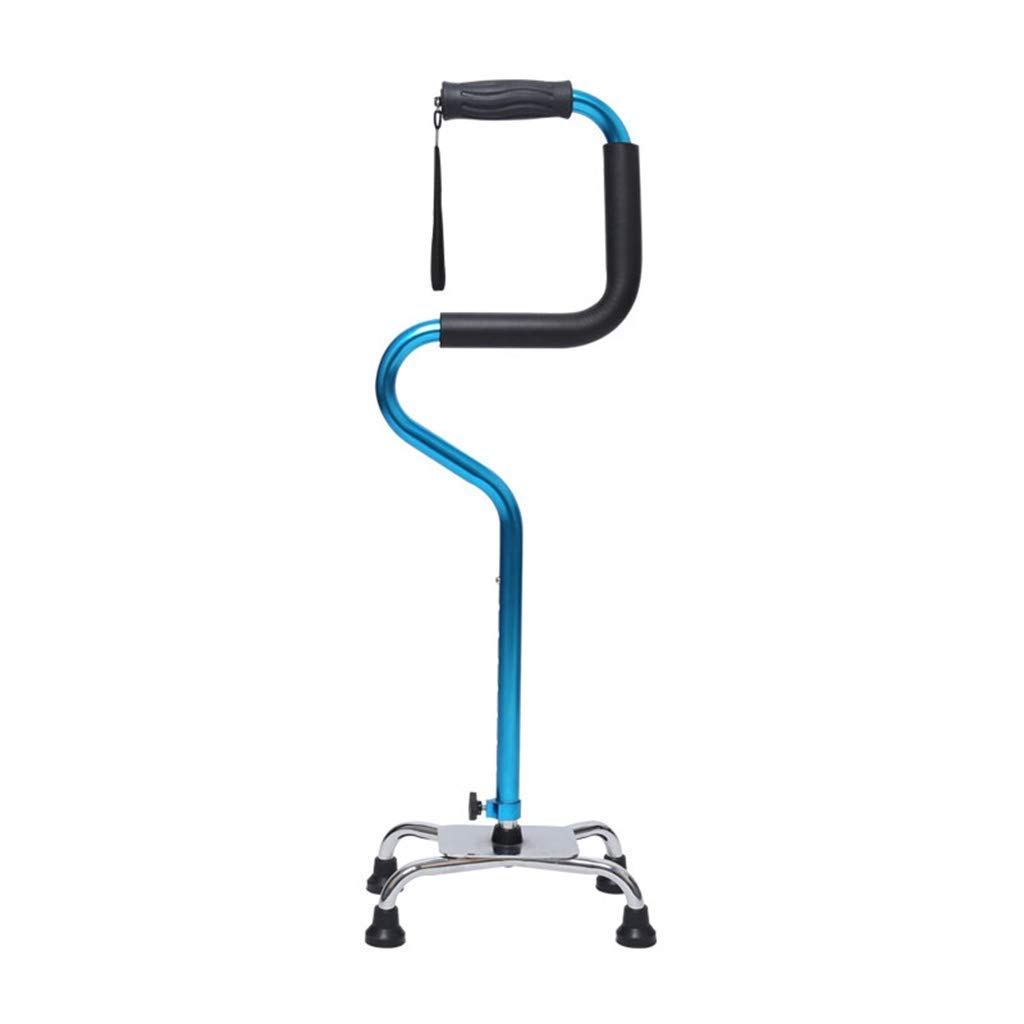 Lightweight Adjustable Quad Base Cane Walker with TPR Handles - Sturdy Mobility Aid for Seniors & Handicap | Sit to Stand Support, 4 Foot Base | Ideal for Indoor/Outdoor Use, Rehabilitation & Daily Walking Assistance