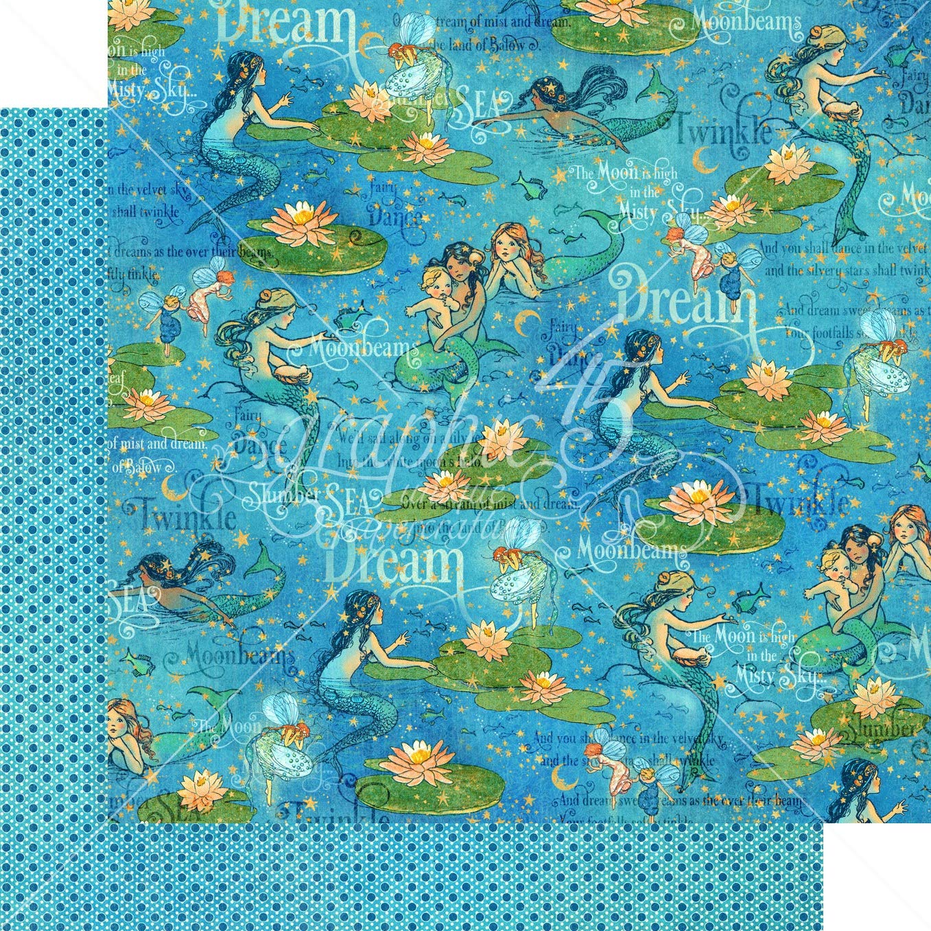 GRAPHIC 45 4501929 Dreamland Paper 12x12 Inch Scrapbooking Paper - Moonbeam Dance Pattern for Card Making, Journaling & DIY Crafts