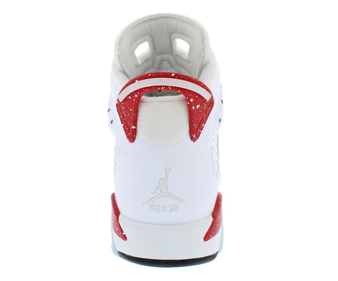 Nike Air Jordan 6 Retro Boys' Basketball Shoes - White/University Red/Black - Size 5 Big Kid - For School, Sports & Casual Wear
