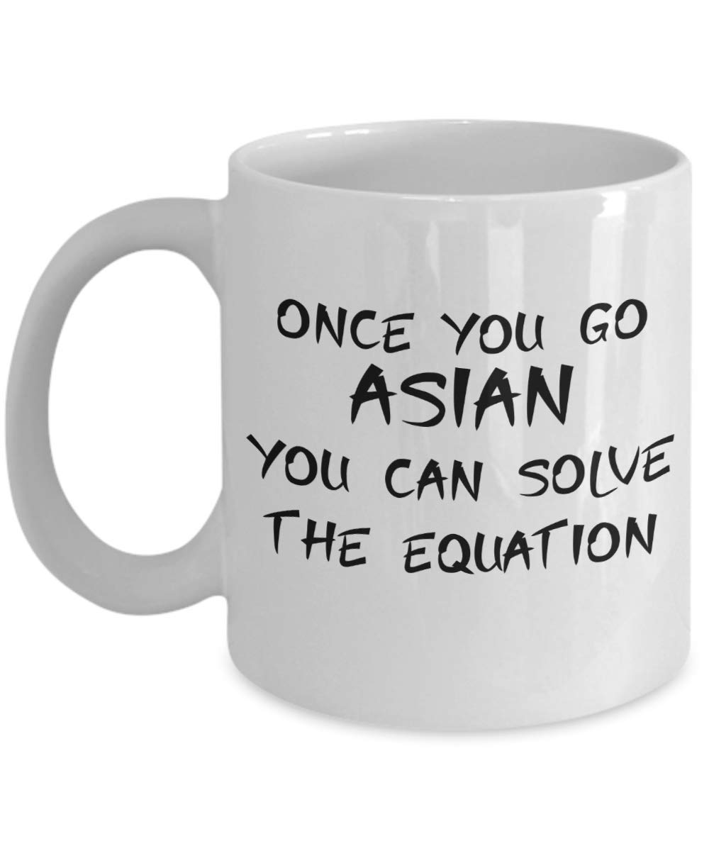 Funny Asian Math Equation Coffee Mug - Unique 11oz or 15oz Tea Cup Gift for Men & Women | Perfect Stocking Stuffer & Office Humor Gift | Great for Math Teachers, Students & Coffee Lovers