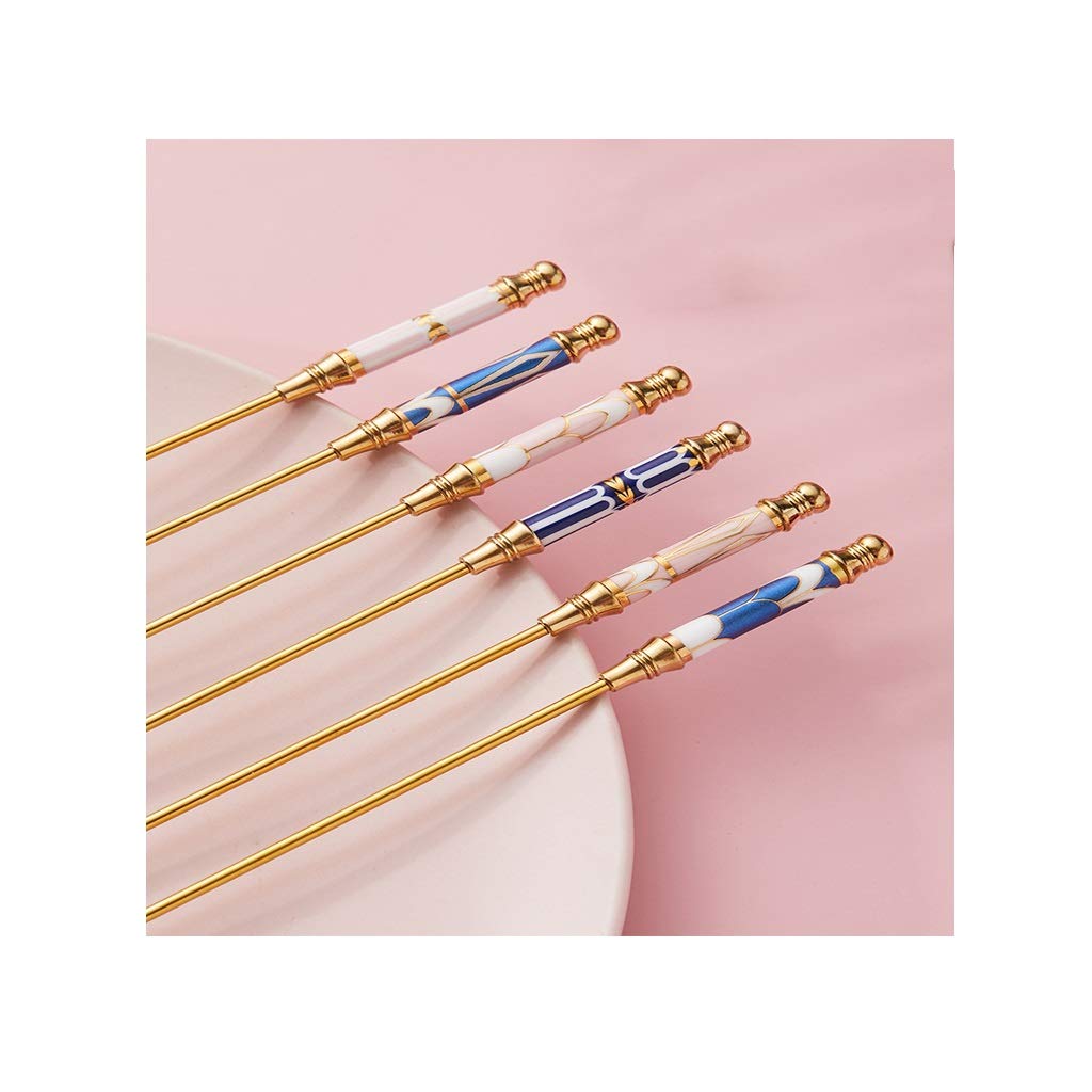 Premium Stainless Steel Soup Spoons with Ceramic Handle - Long Handle Coffee Stirring Stick for Milk Tea, Cocktail Mixing, Ice Cream & Espresso - Ideal for Kitchen, Restaurant & Home Dining Use
