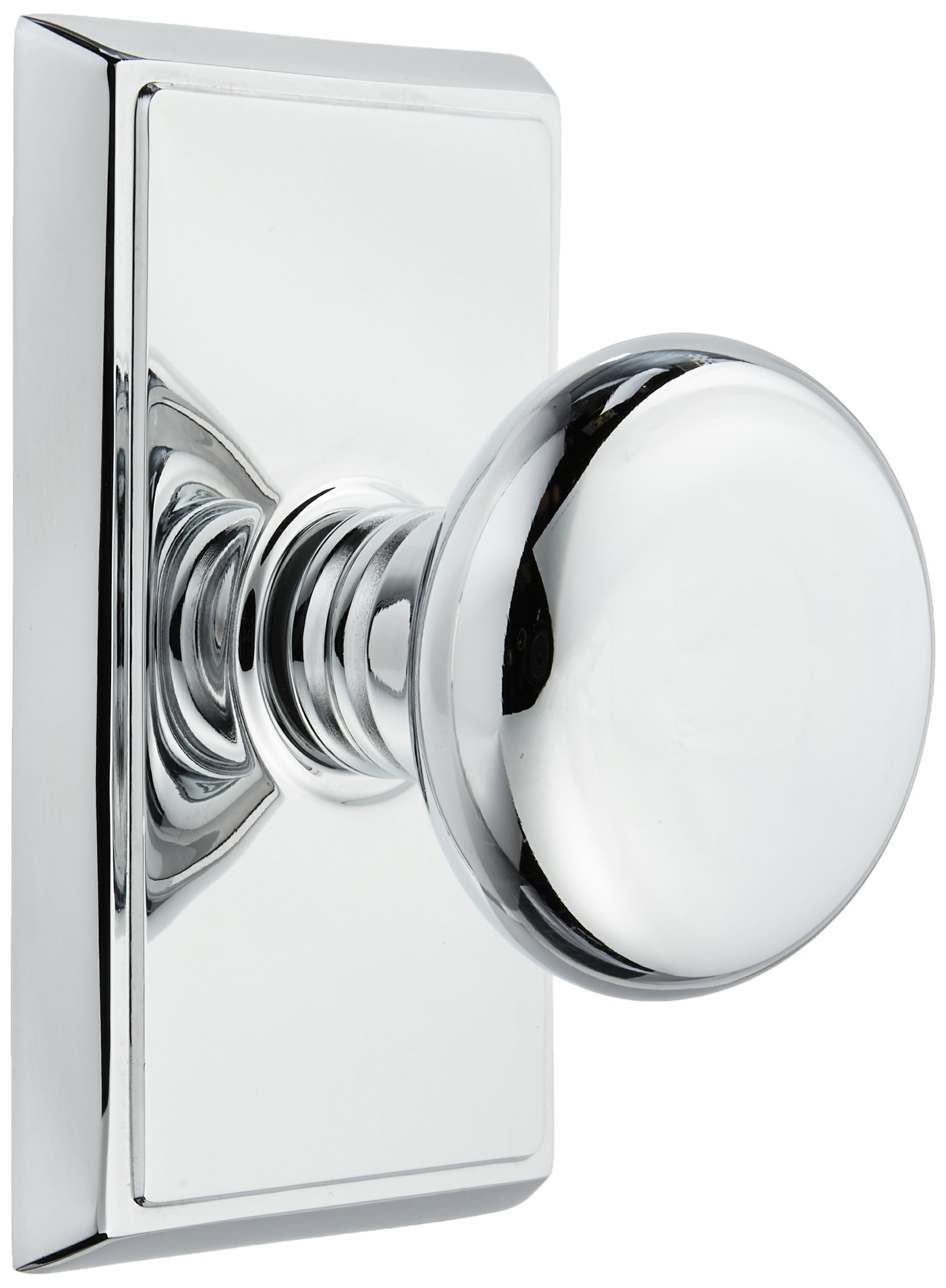 Providence Polished Chrome Door Set with Round Brass Knobs - Double Dummy Interior Door Hardware for Bedroom, Bathroom & Closet Installation