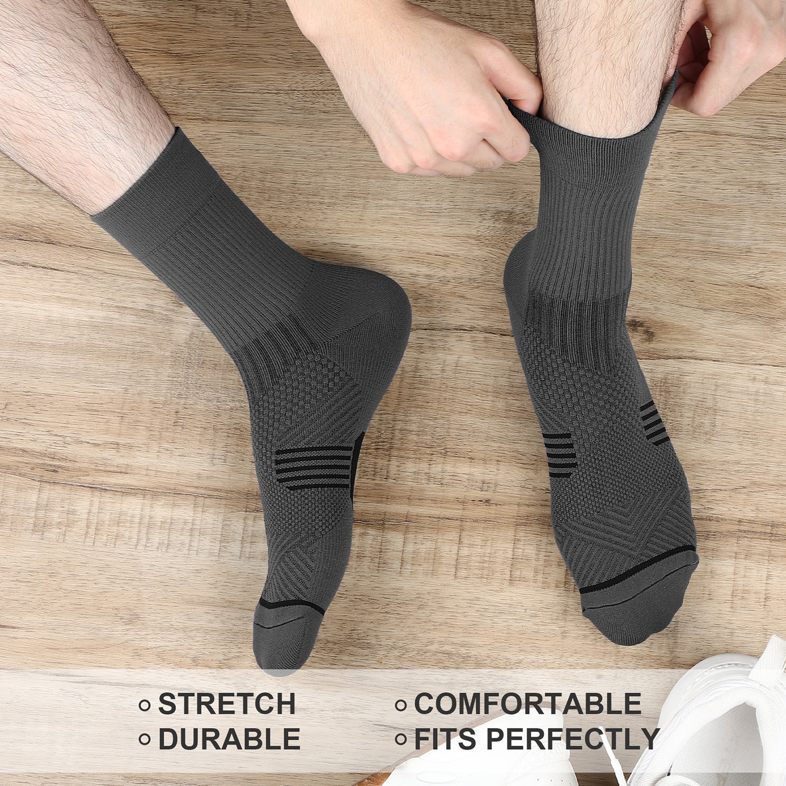GECKOMAN x PAPLUS Compression Athletic Crew Socks for Men & Women - Moisture-Wicking Performance Socks for Running, Hiking & Sports - Best Workout Socks for Athletes