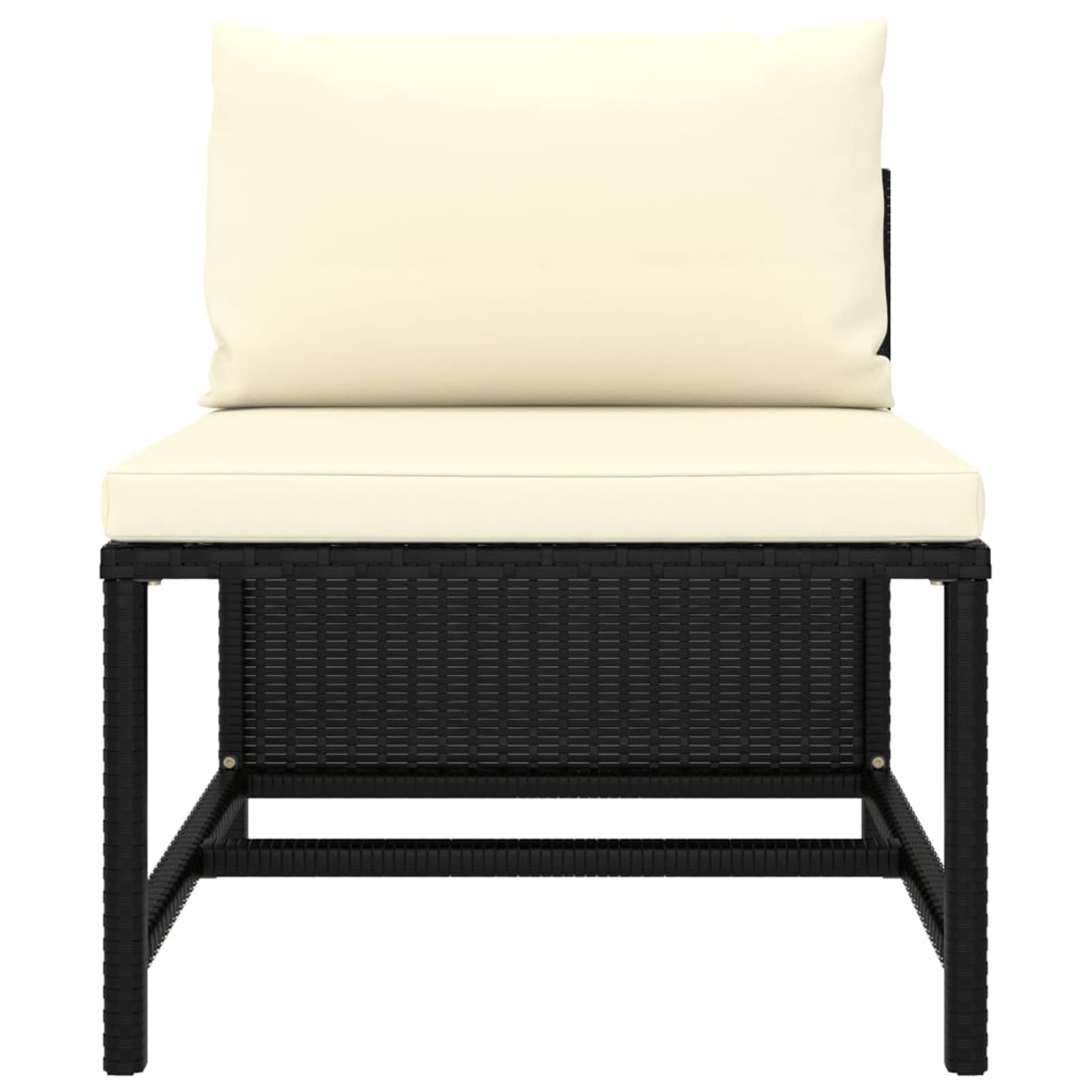 5-Piece Outdoor Garden Sofa Set with Cushions - Black Poly Rattan Patio Furniture for Backyard, Poolside & Deck - Durable Weather-Resistant Seating Set