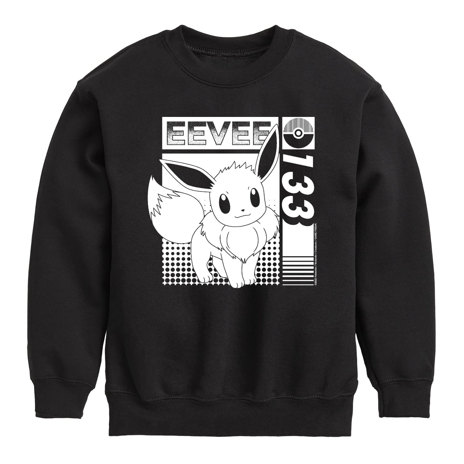 HYBRID APPAREL Pokémon Eevee 133 Youth Crewneck Fleece Sweatshirt - Soft Anime Pullover for Kids & Teens - Perfect for School, Gaming & Casual Wear
