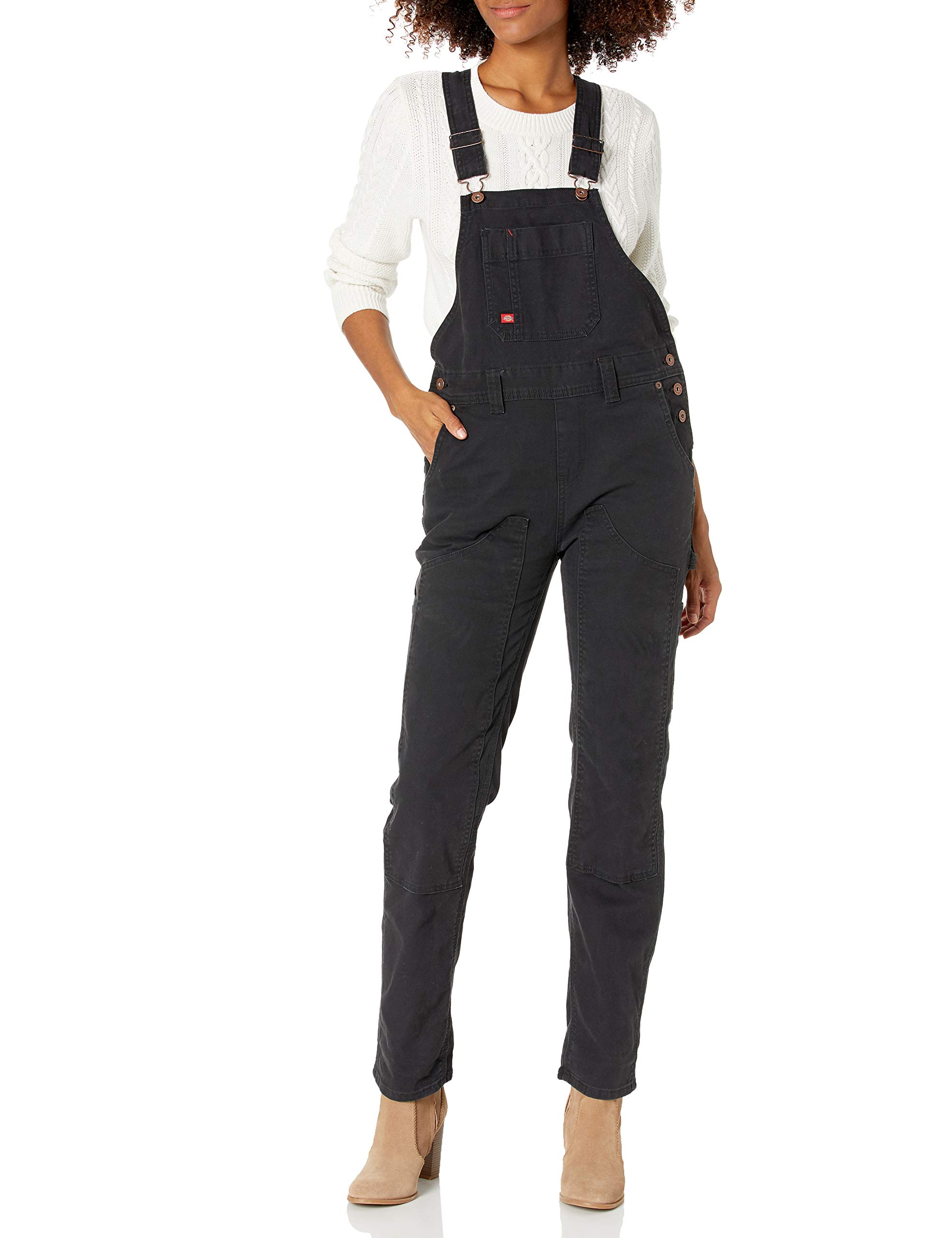 Dickies Women's Denim Double Front Bib Overalls - Durable Workwear for Farming, Construction & Outdoor Activities
