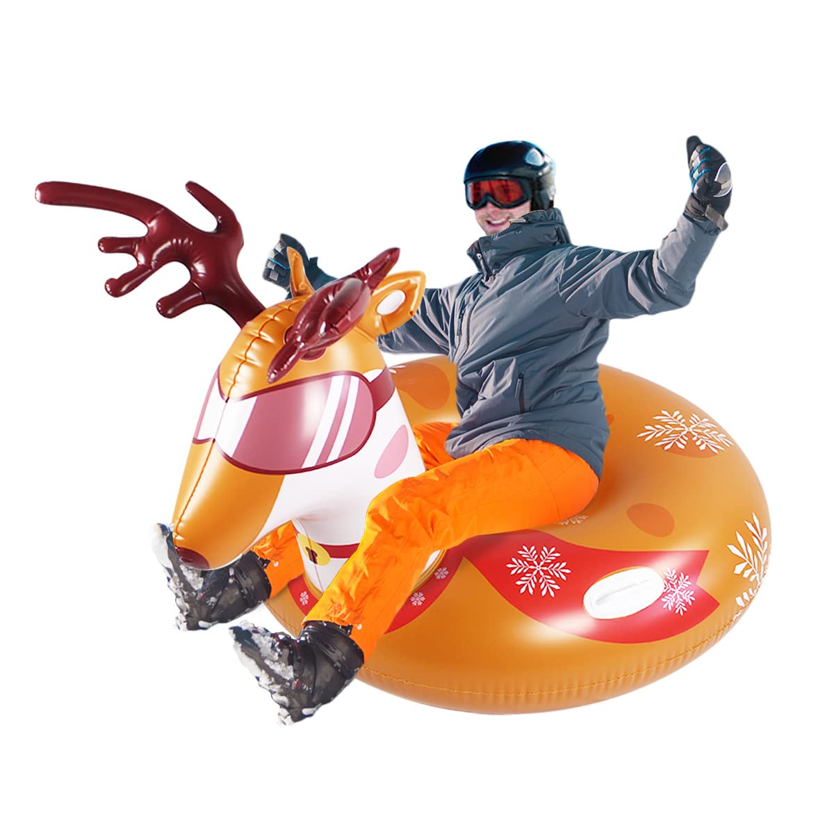 **Heavy Duty Inflatable Snow Tube for Kids & Adults - 117x110cm Winter Snow Sled for Outdoor Fun, Snow Toys for Family Play in Snowy Parks & Backyards**