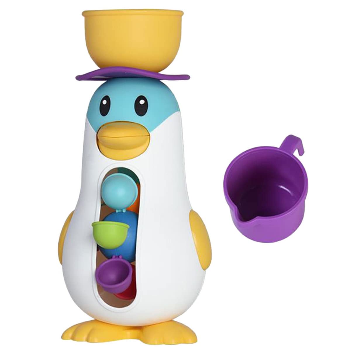 VICASKY 2 Sets Penguin Windmill Bath Toys - Wind Up Waterfall Suction Toys for Kids, Plastic Bathtub Toys for Toddlers - Fun Bath Time & Pool Playtime for Children
