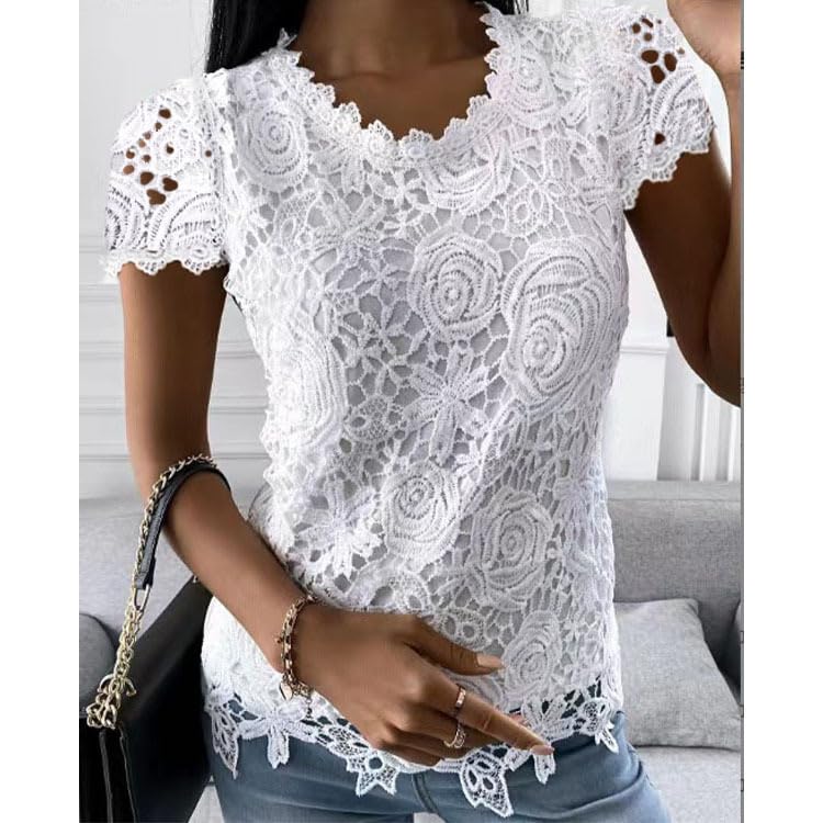 Elegant White Lace Tops for Women - Perfect for Evening Parties, Weddings & Special Occasions