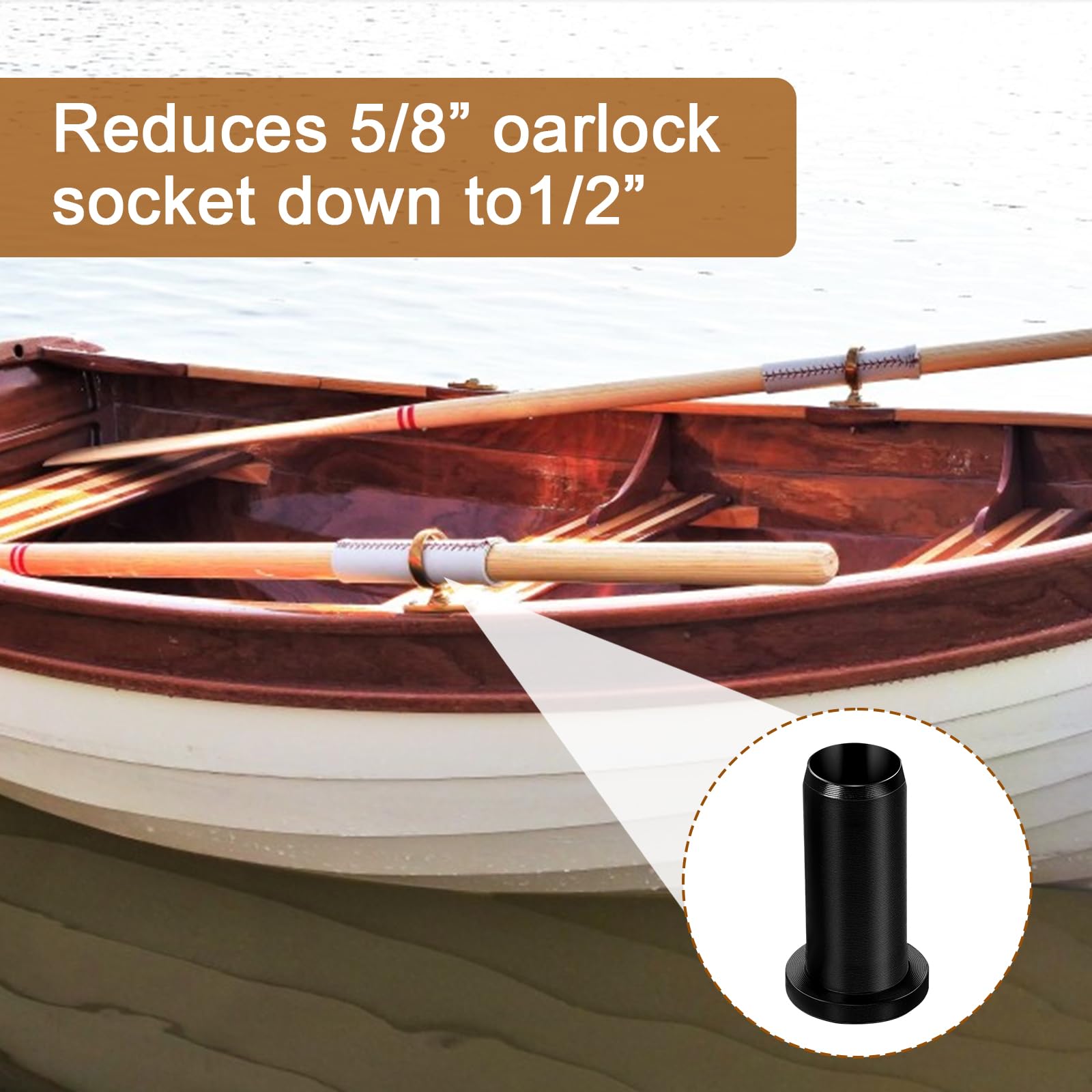 6 Pack 1/2 Inch Oar Lock Socket Inserts - Boat Oarlock Bushings for Oar Protector & Tool Holder - Marine Hardware Accessories - Perfect for Canoes, Kayaks, and Rowboats