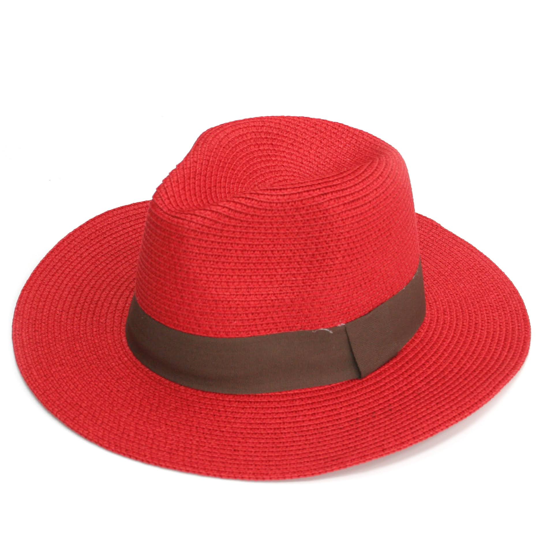 Red Panama Folding Hat 59cm - Lightweight Breathable Sun Hat for Men & Women - Perfect for Beach, Travel, and Outdoor Activities