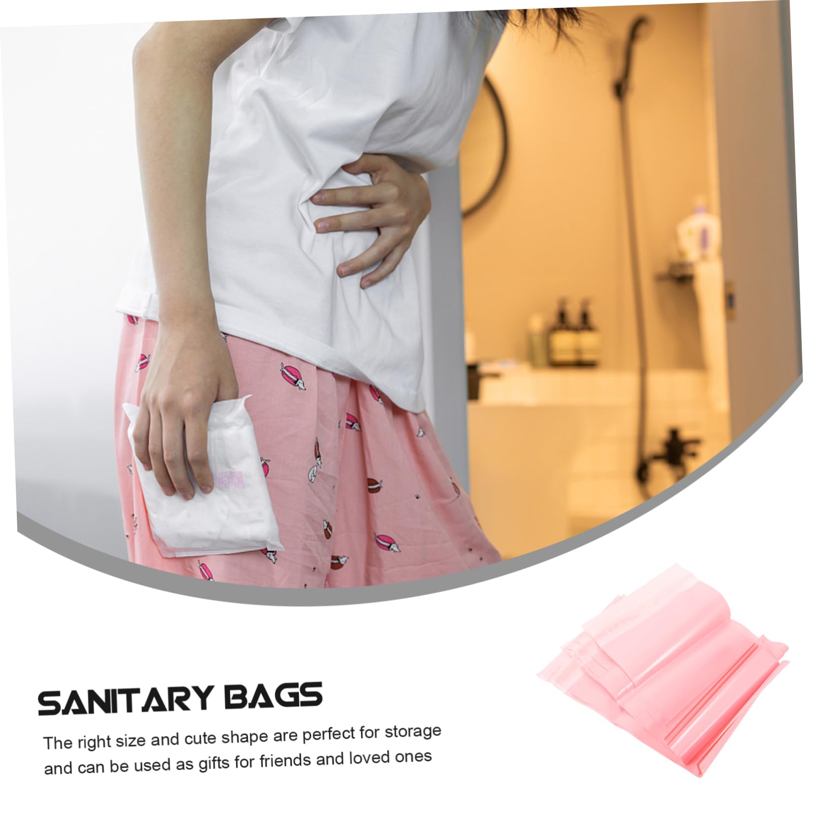 Healvian 100pcs Disposable Sanitary Napkin Storage Bags - Self-Sealing Hygienic Bags for Women, Personal Care & Travel Essentials, Pink Plastic Garbage Bags (Perfect for Home, Office, School & Travel Use)