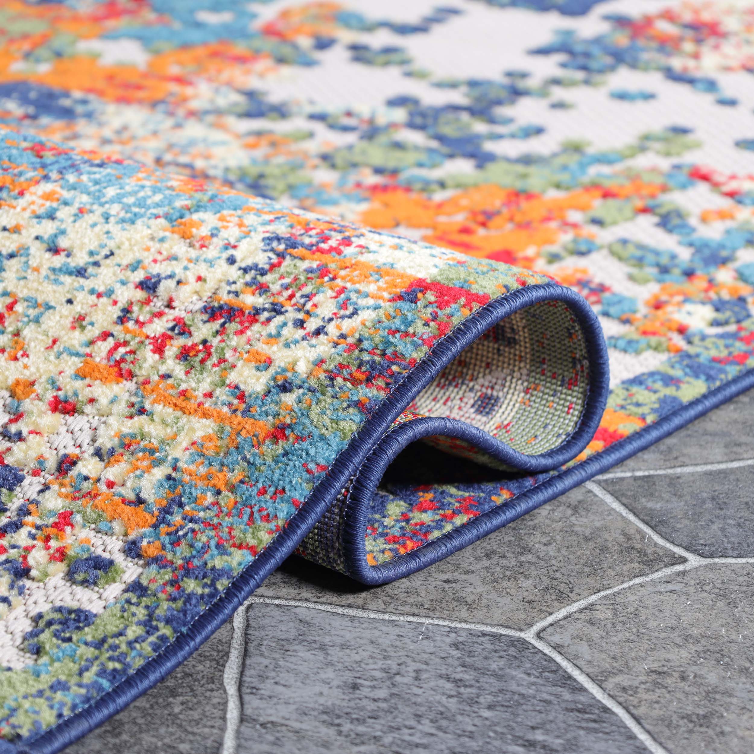 Kalina Modern Abstract Splatter Indoor Outdoor Area Rug Runner - Non-Slip Washable Floor Mat for Living Room Bedroom Patio Decor