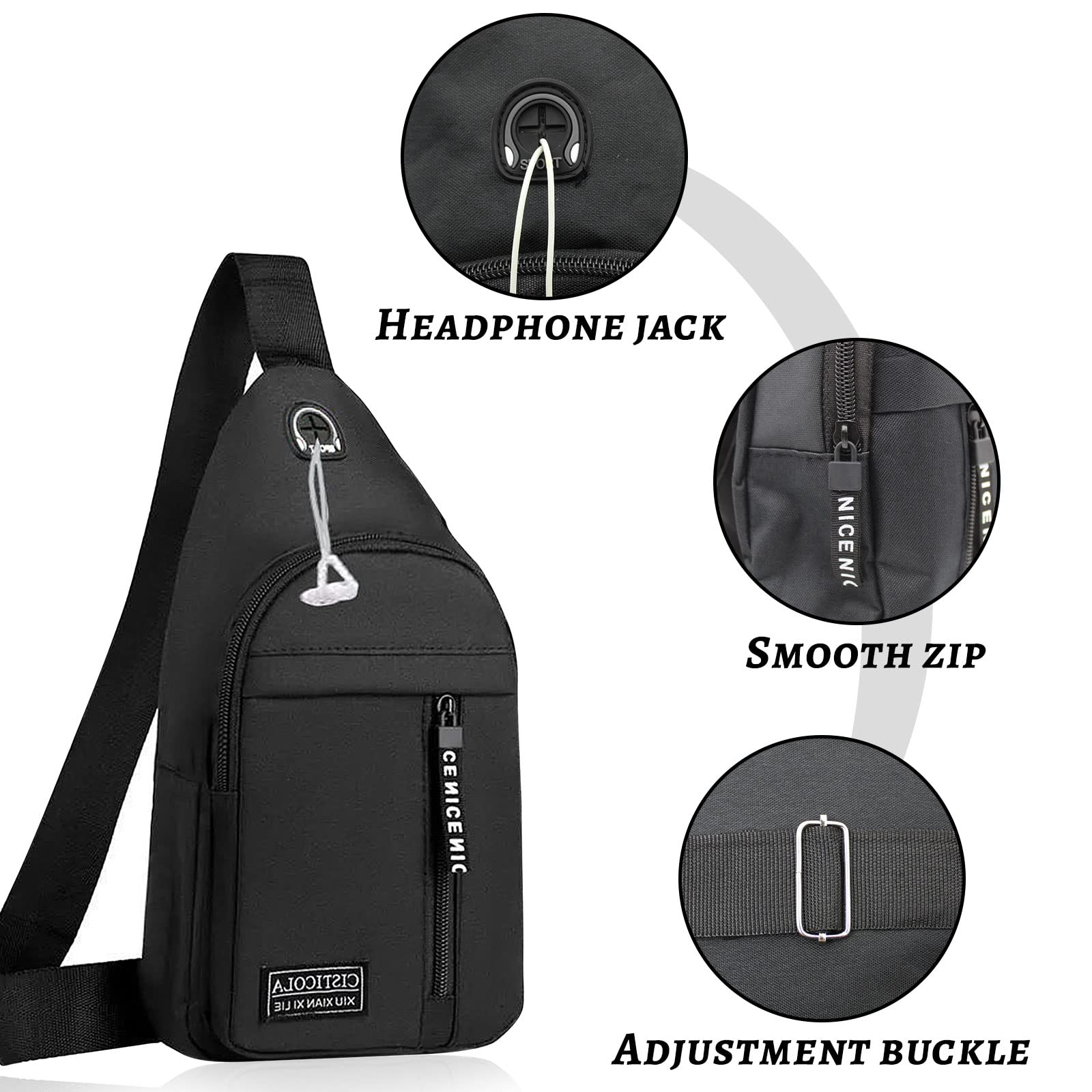 FuninCrea Men's Crossbody Sling Bag - Adjustable Oxford Shoulder Chest Bag for Travel, Hiking & Daily Use | Durable & Stylish Messenger Bag for Work, Gym & Outdoor Activities