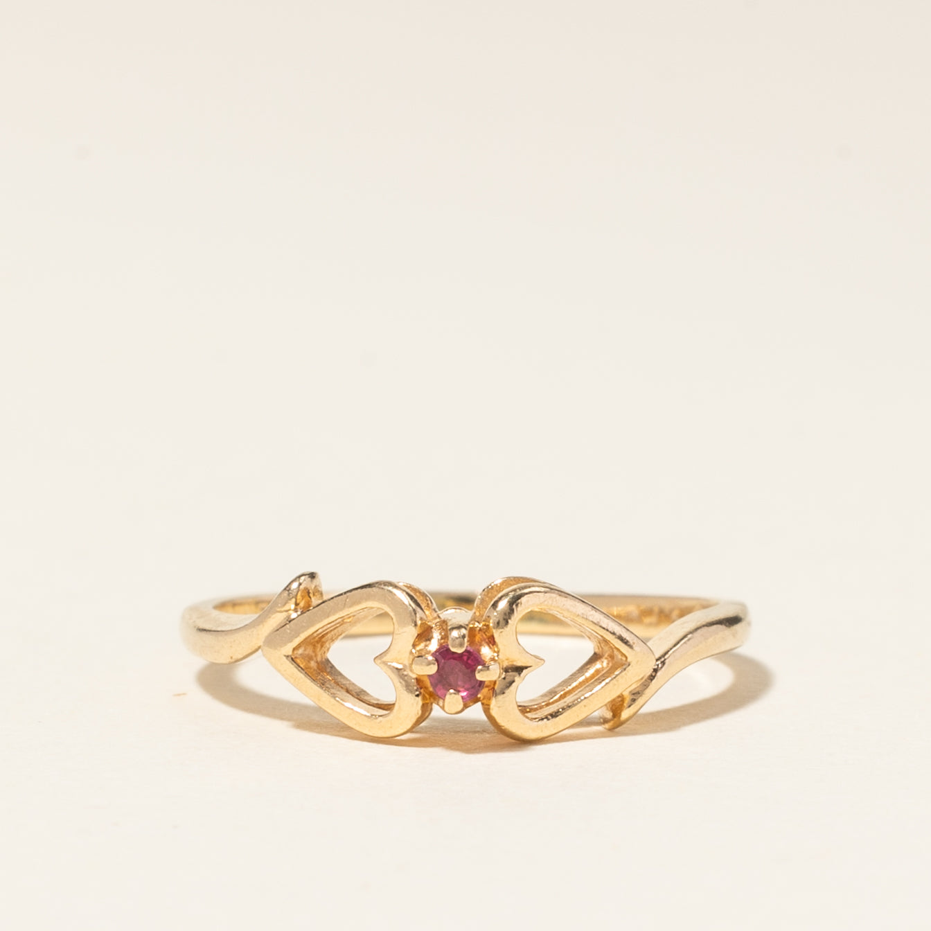 10K Yellow Gold Ruby Ring for Women | 0.03ctw Natural Ruby | Size 3.75 | Elegant Birthstone Jewelry Gift for Anniversary, Valentine's Day & Special Occasions