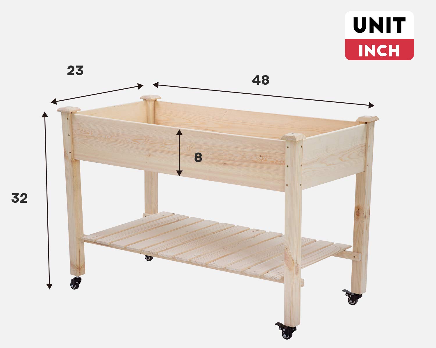 Raised Garden Bed - Elevated Wood Planter Box for Vegetables & Flowers | Indoor/Outdoor Gardening Solution for Patio, Backyard & Balcony | Durable Outdoor Planter for Home Gardening & Urban Farming