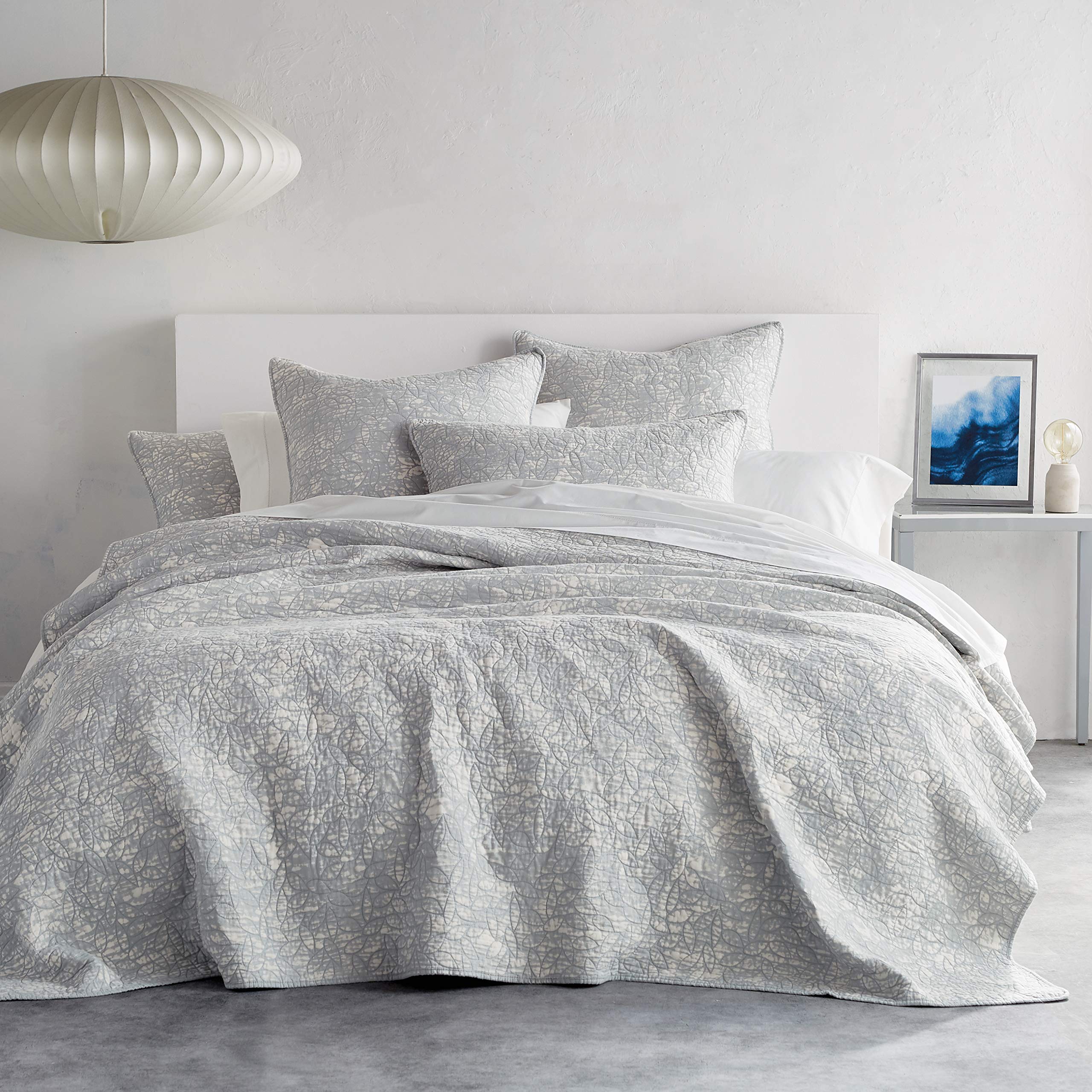 DKNY Sunwashed Cotton Quilt King Size - Soft Grey Luxury Bedding Set for Master Bedroom & Guest Room - Breathable All-Season Comforter for Cozy Sleep