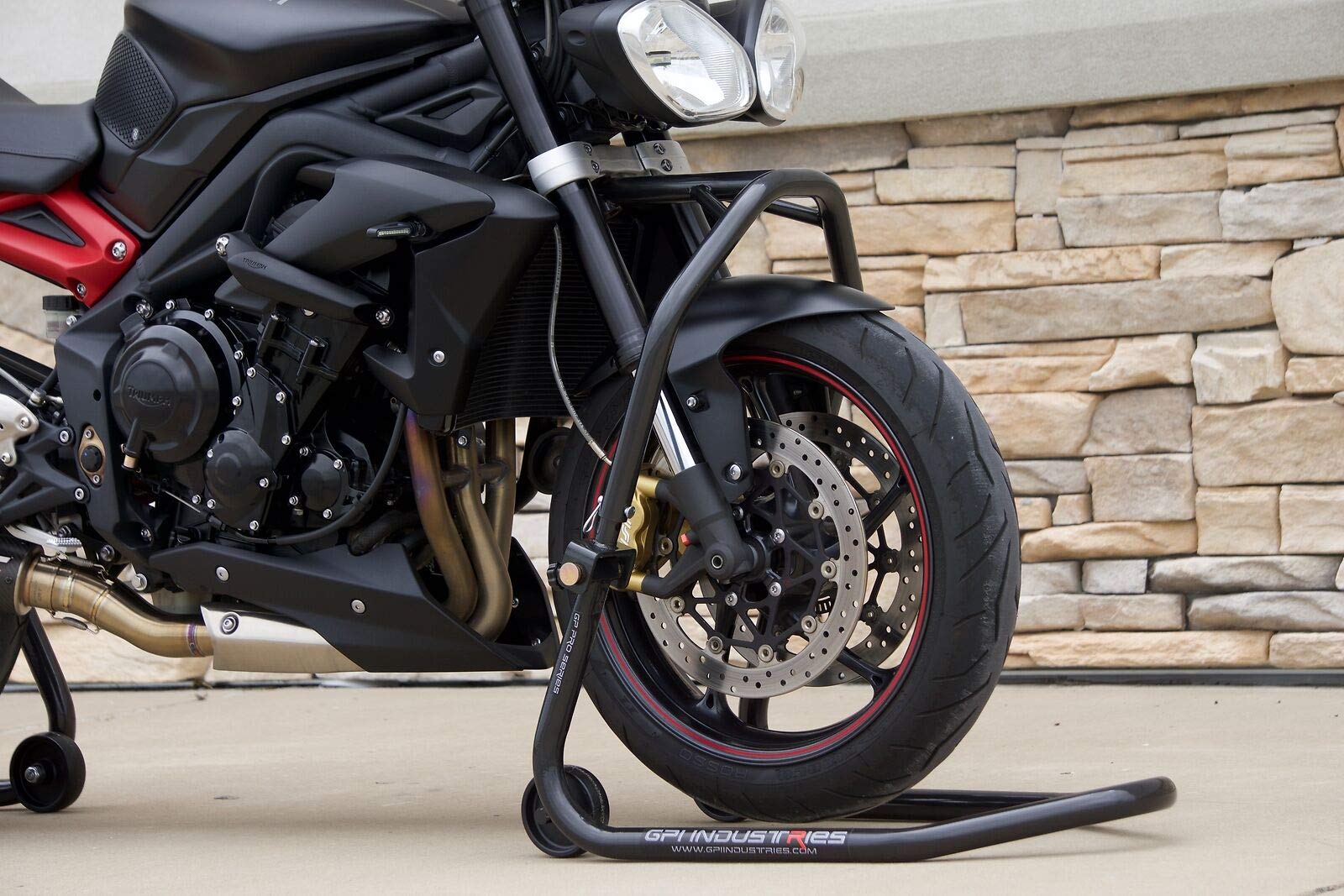 GP Pro Series Gloss Black Universal Motorcycle Paddock Stand Set - Front & Rear Bike Lift for Kawasaki, Suzuki, Honda, Yamaha, BMW, Ducati, Triumph Sport Bikes | Perfect for Garage Maintenance, Storage & Tire Changes