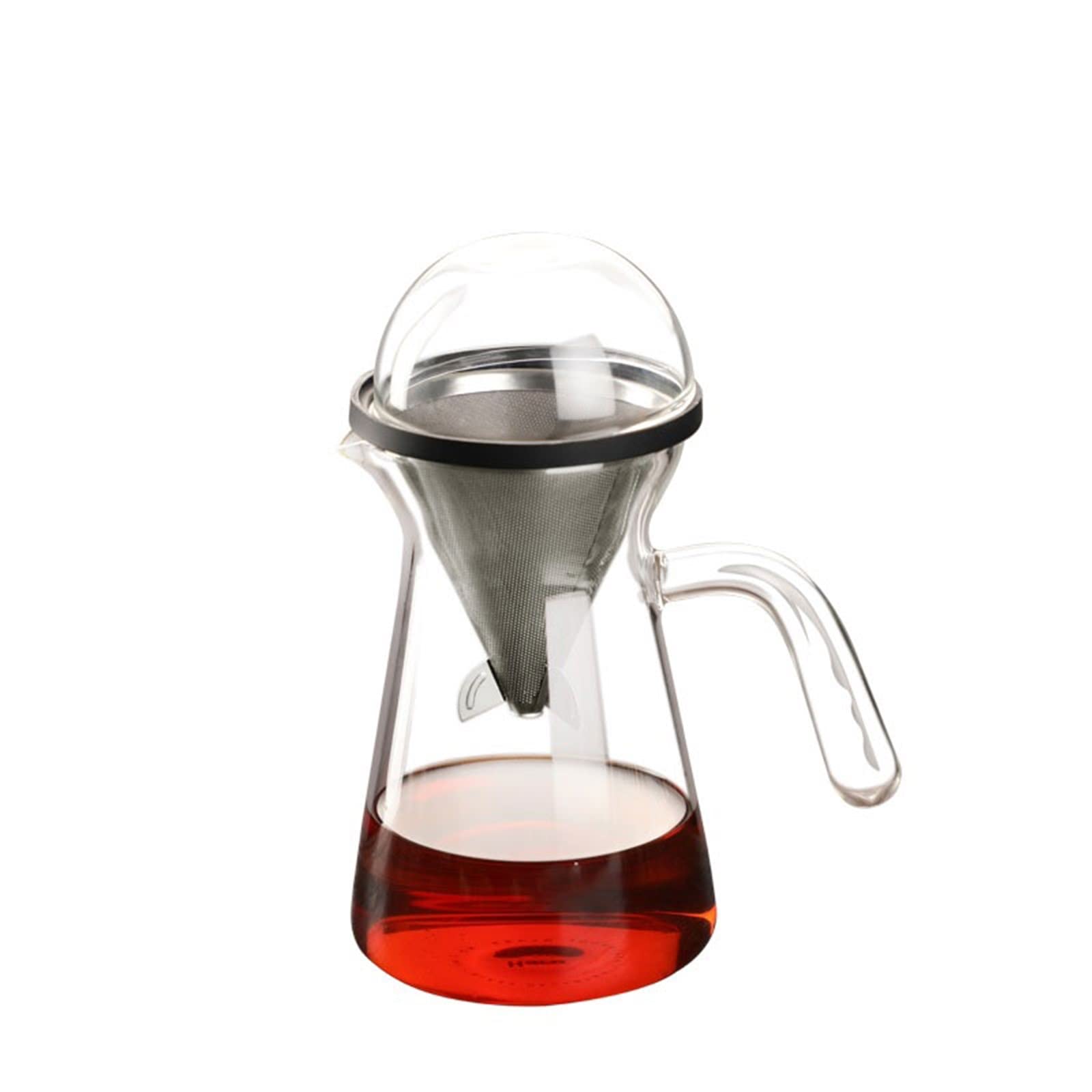 TRACYE Glass Coffee Pot Set - Hand Brewed Drip Coffee Maker with Filter Cup, Sharing Pot for Home & Office Use - Perfect for Pour Over Coffee, Iced Coffee & Tea Brewing (Silver)