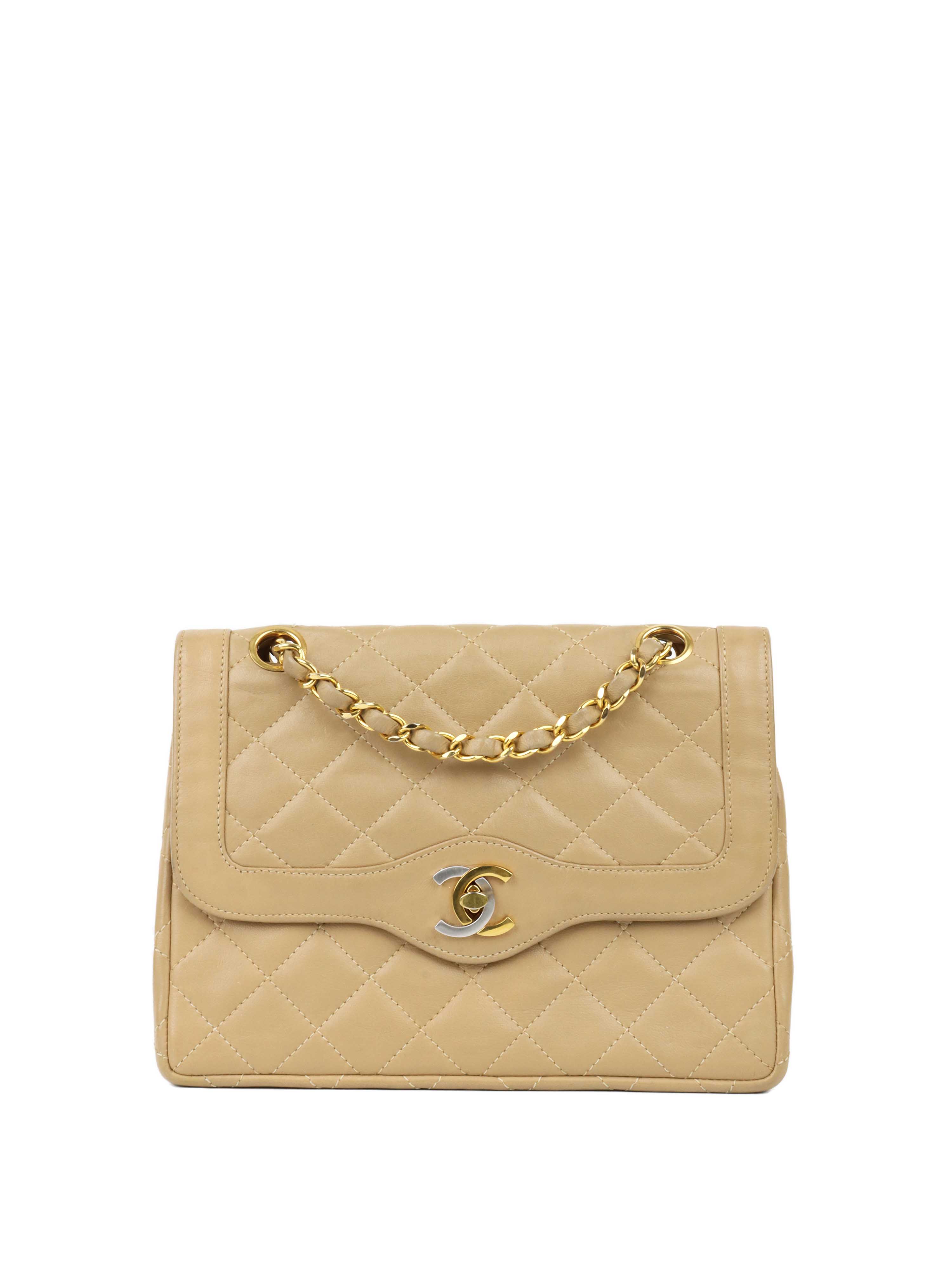 Vintage Chanel Two-Tone Beige Flap Bag - Classic Luxury Handbag for Women | Perfect for Evening Events, Date Nights & Special Occasions