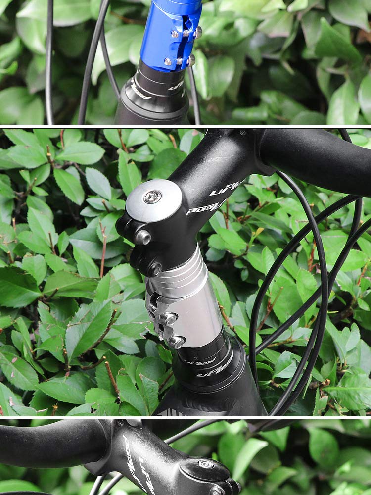 Adjustable Bike Stem Riser - Aluminum Alloy Bicycle Handlebar Extender for Mountain, Road, MTB, BMX & Fixie Bikes - Headset Raiser Adapter (Black) - Perfect for Comfortable Riding & Custom Bike Fit