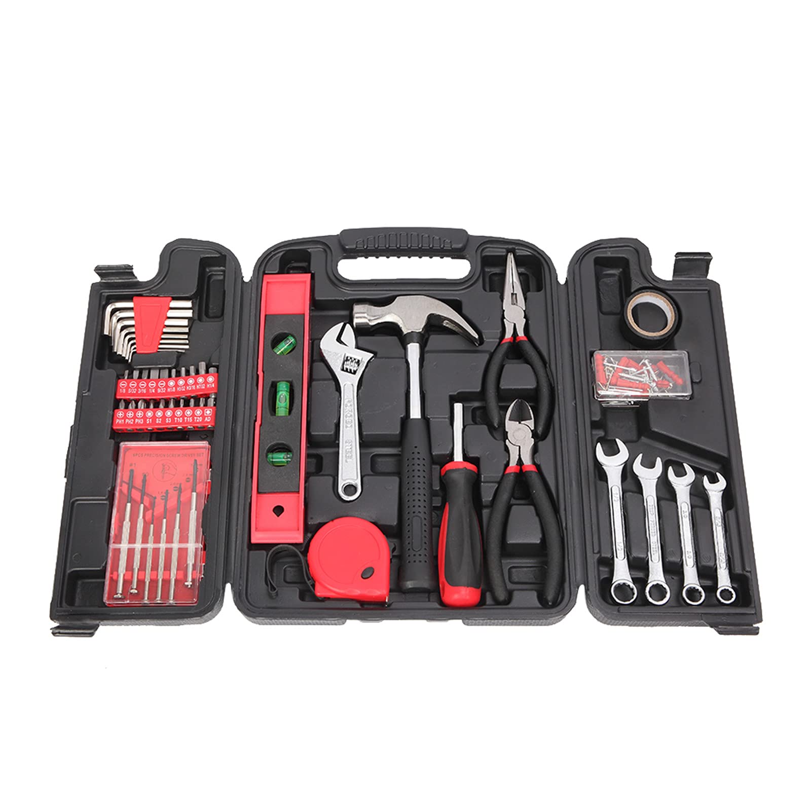 GT4-LY 136-Piece Tool Set in Red - Complete Home Repair & DIY Tool Kit for Mechanics, Carpenters, and Household Use