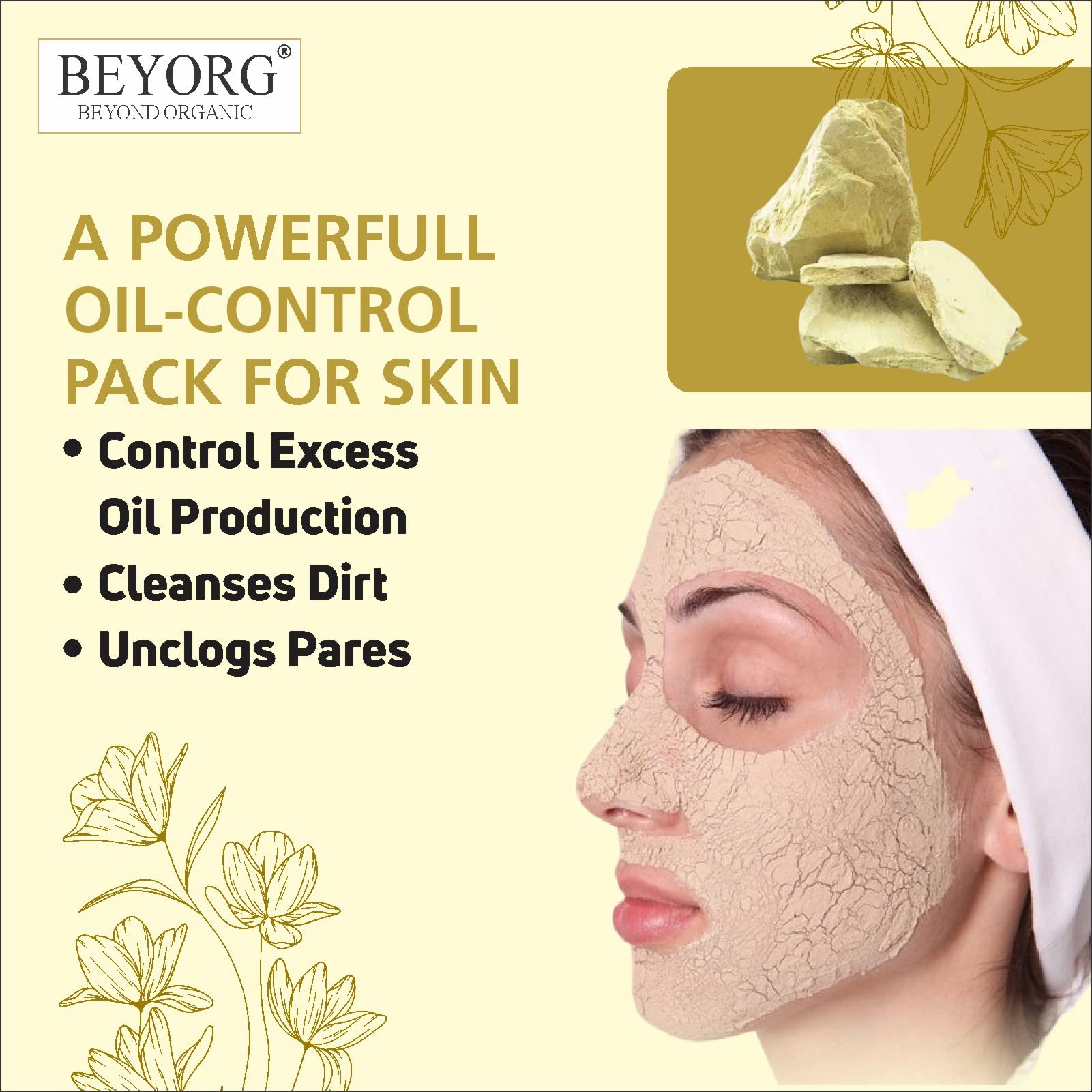 Premium Multani Mitti (Bentonite Clay) Powder - 100% Natural & Organic Fullers Earth for Glowing Skin, Hydration, Acne & Pimple Treatment | Perfect for DIY Face Masks, Spa Days & Natural Skincare Routines