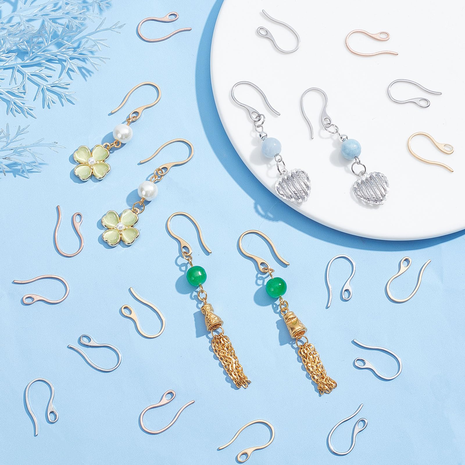 45pcs 3-Color 304 Stainless Steel Earring Hooks & Ear Wires with Loop - DIY Jewelry Making Supplies for Handmade Earrings, Gifts & Craft Projects