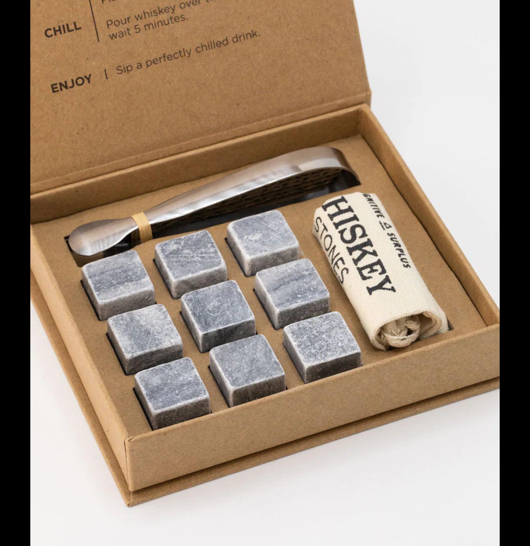 Premium Soapstone Whiskey Stones Gift Set - 9 Chilled Whiskey Rocks for Bourbon, Scotch & Cocktails - Perfect for Gifts, Home Bars & Entertaining