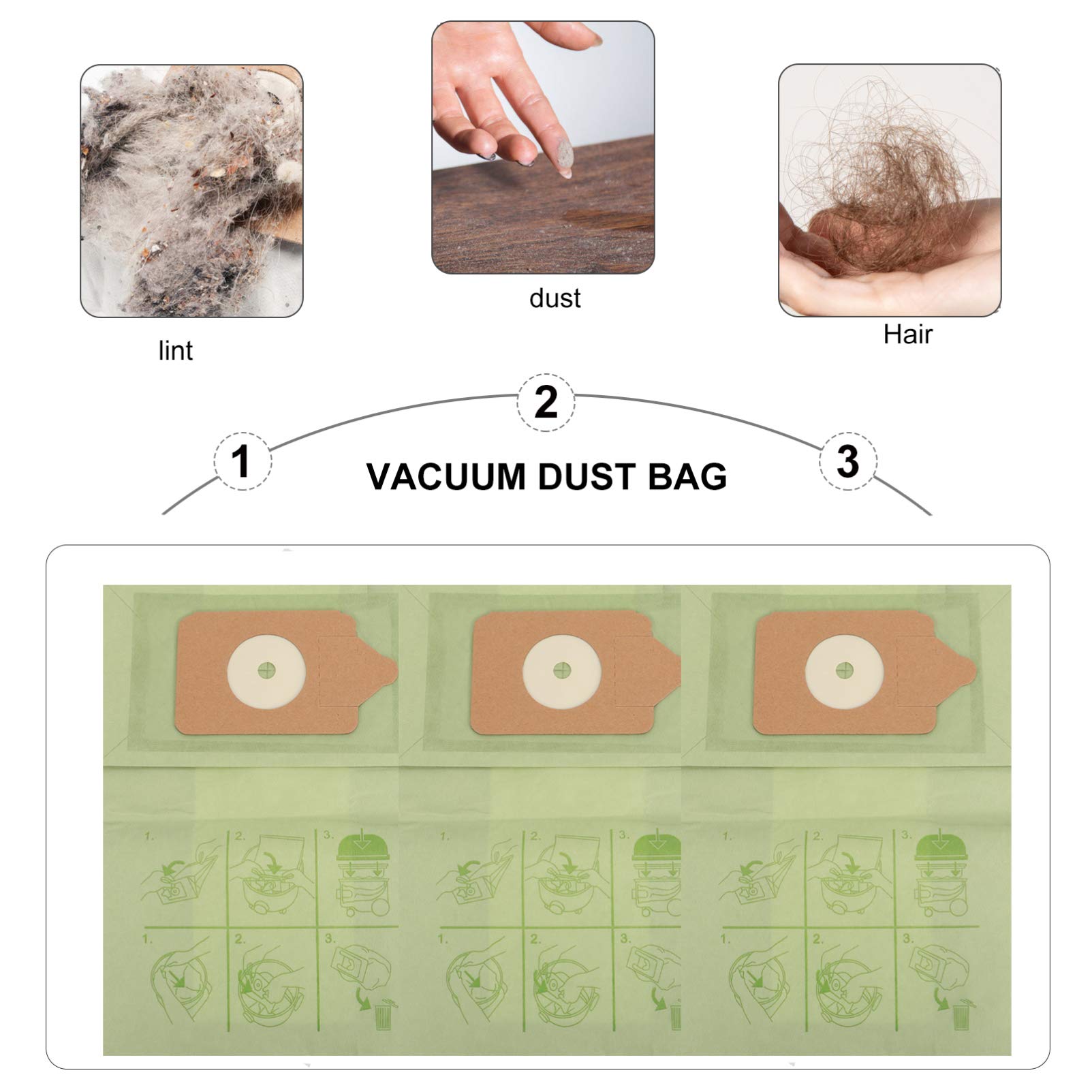 Cabilock 5-Pack Vacuum Cleaner Bags - Replacement Filtration Bags for Home Cleaning
