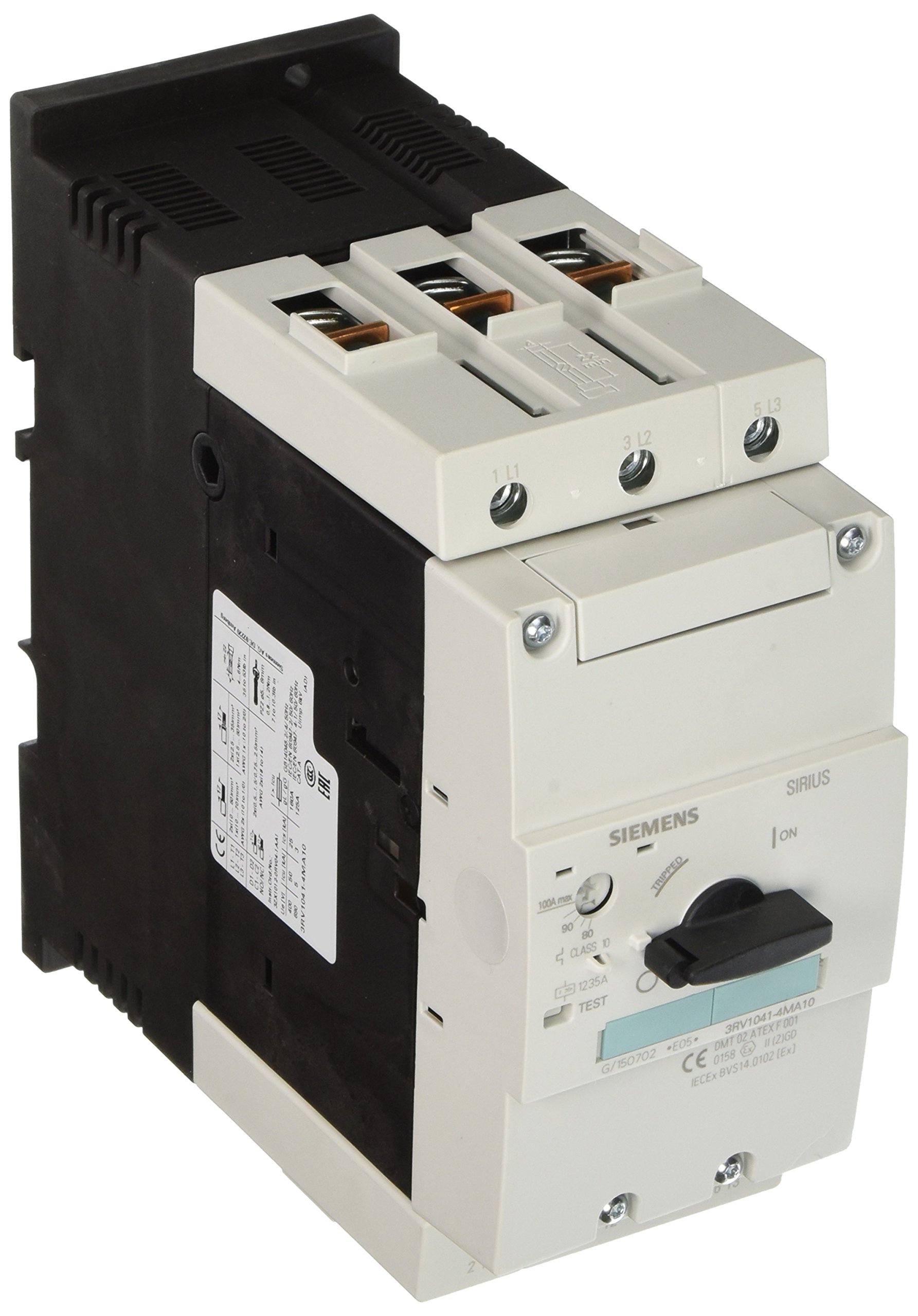 Siemens 3RV1041-4MA10 Motor Protection Circuit Breaker - White, Size S3 - Ideal for Industrial Machinery, HVAC Systems & Electrical Panel Protection