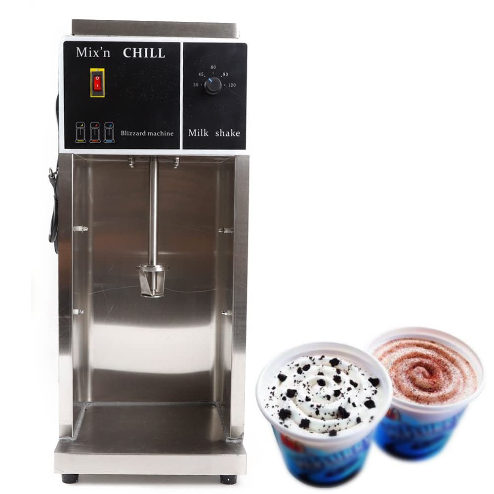 350W Commercial Electric Ice Cream Mixer with 3 Hand Cups - Stainless Steel Frozen Yogurt & Milkshake Blender for Restaurants, Cafes, and Cold Drink Shops - Perfect for Making Blizzards, Smoothies, and Frozen Desserts