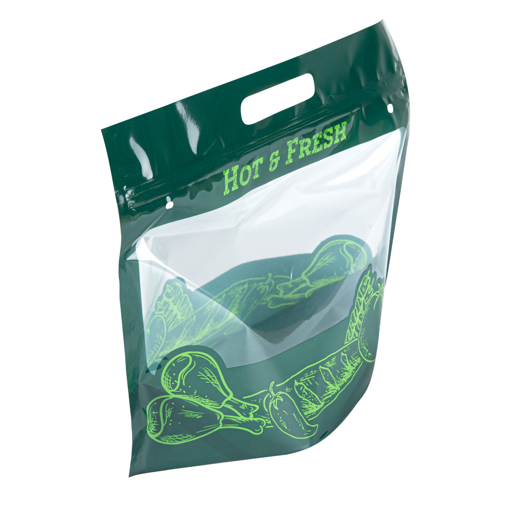 Premium Green Plastic Rotisserie Chicken Bags - Hot Food Storage Bags (12.75