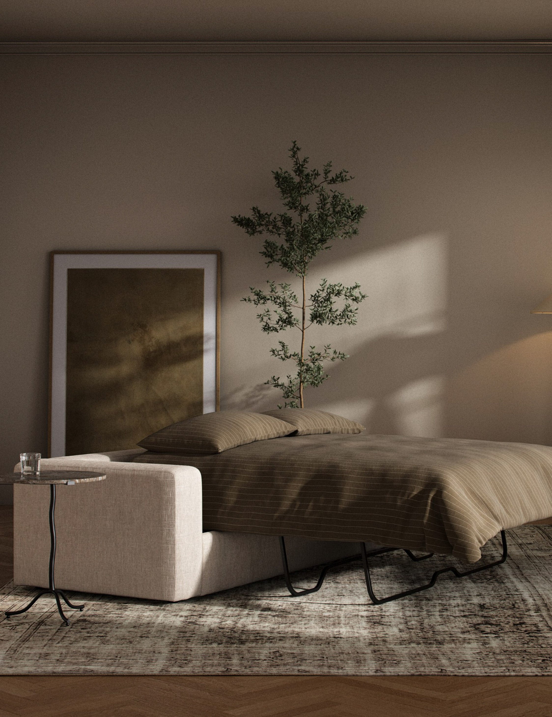 Cresswell Sleeper Sofa - Convertible Sofa Bed with Memory Foam Mattress for Small Spaces - Perfect for Guest Rooms, Apartments & Home Offices