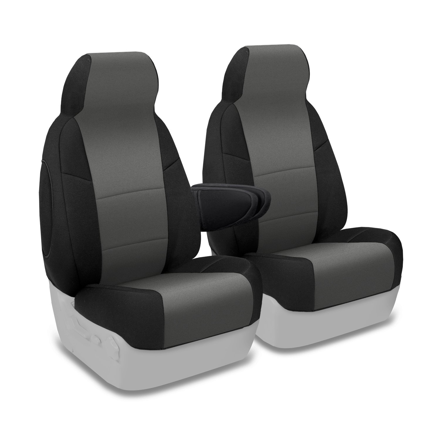 Coverking Custom Fit Front 50/50 Bucket Seat Cover for Ford E-Series Vans - Durable Neoprene Material (Charcoal/Black) - Perfect for Work Trucks, Delivery Vehicles & Family Road Trips