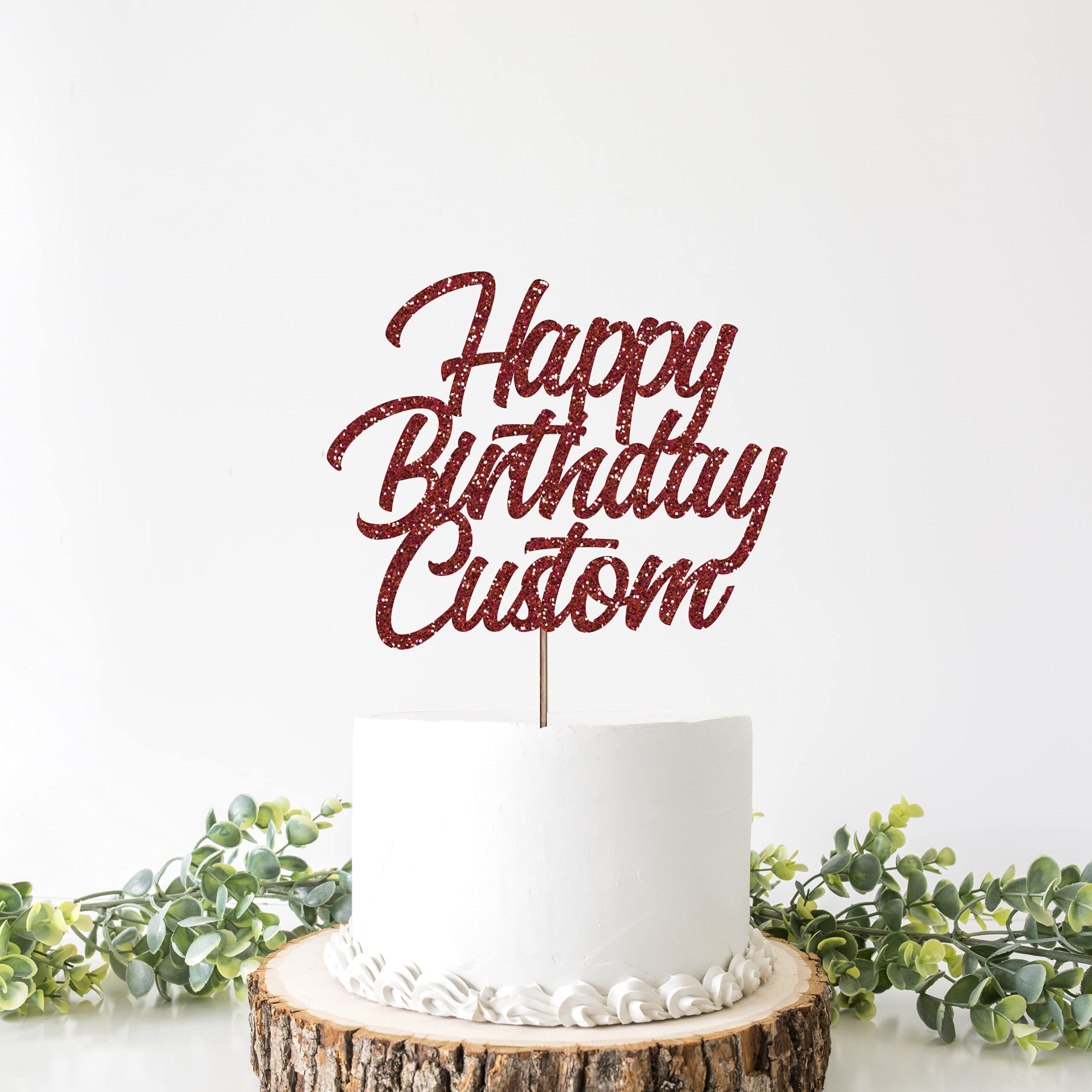 Custom Glitter Cake Topper - Personalized Name Birthday Cake Decoration | Beaver Fun Happy Birthday Design | DIY Cake Topping for Parties, Baby Showers & Celebrations