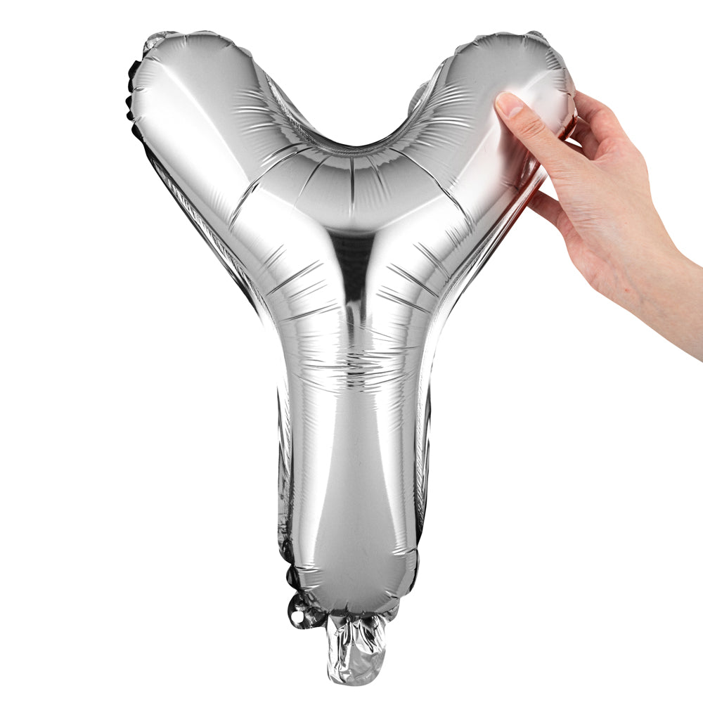 Balloonify Silver Mylar Letter Y Balloon - 16 Inch Large Foil Alphabet Balloon for Birthday Parties, Baby Showers & Graduation Decorations - 1 Count Box