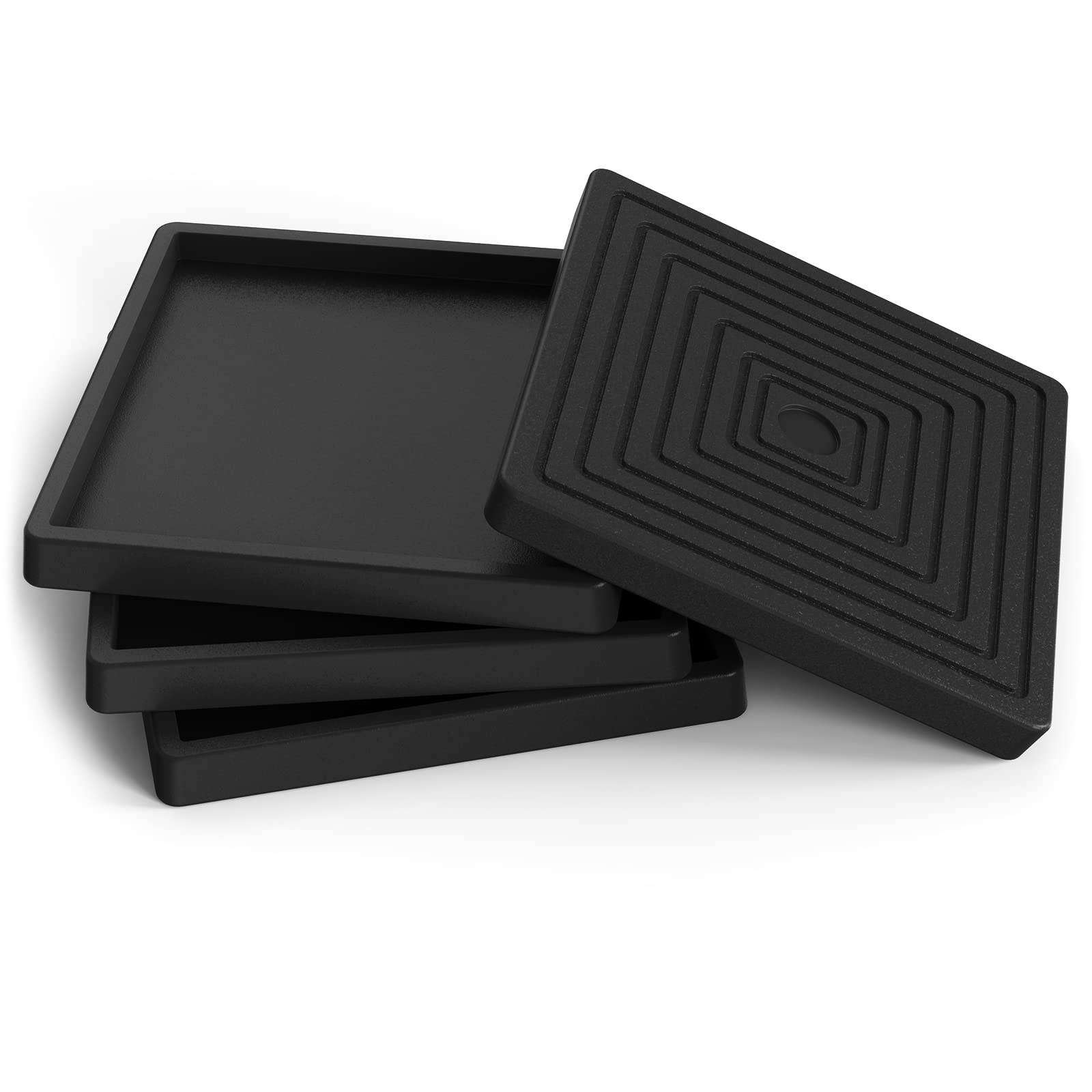 4Pcs 3.5 Inch Black Rubber Non-Slip Furniture Coasters - Heavy Duty Bed Leg Pads & Floor Protectors for Hardwood Floors - Perfect for Sofas, Chairs, Tables to Prevent Scratches & Noise Reduction