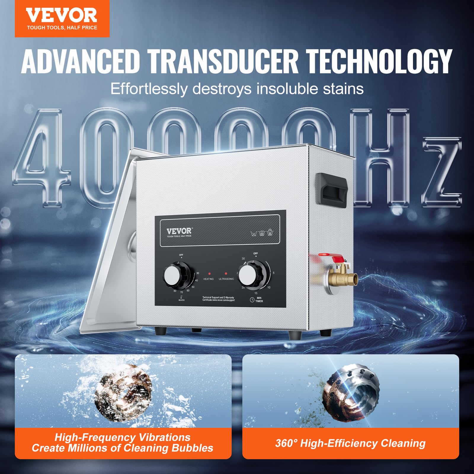 VEVOR 6L Ultrasonic Cleaner with Heater & Timer - 180W Professional Digital Cleaning Machine with Basket for Jewelry, Watches, Glasses, Coins, Tools - Perfect for Home, Lab, and Workshop Use