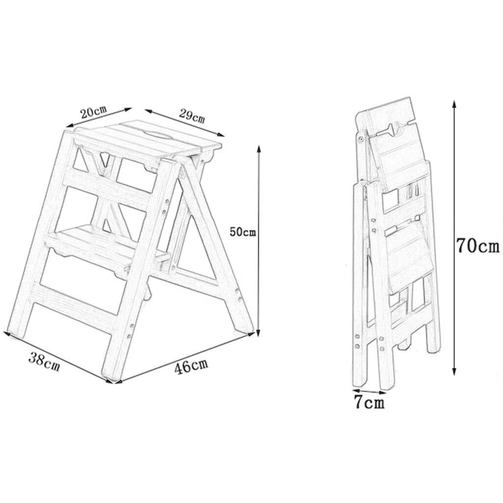 XHALERY Foldable Wooden Step Stool for Home - Portable Indoor Climbing Stool with Seat, Ladder & Shelf - Perfect for Kitchen, Bathroom, and Kids' Room