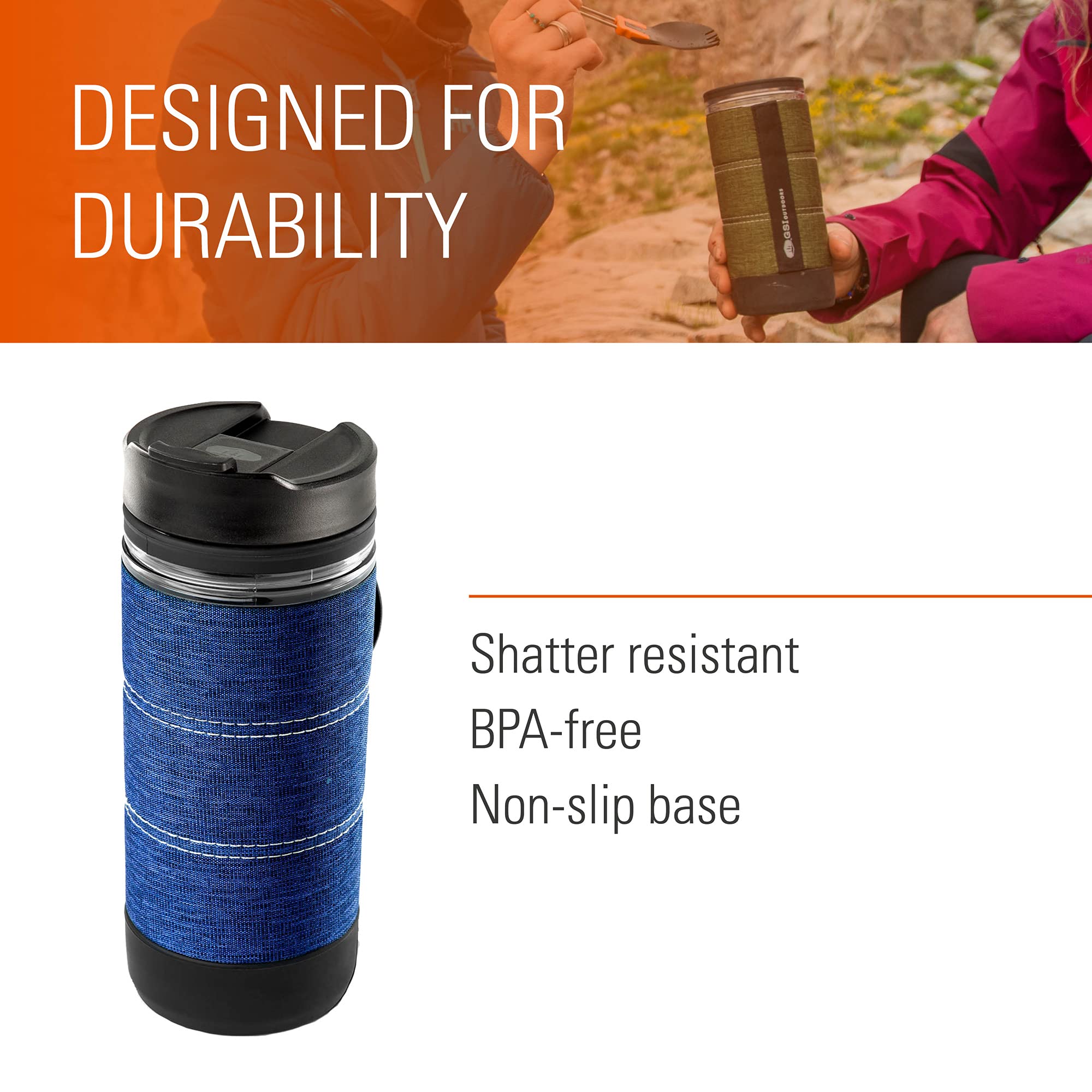 GSI Outdoors Commuter JavaPress - Portable French Press Coffee Maker for Camping, Hiking & Travel | Stainless Steel & Insulated Design
